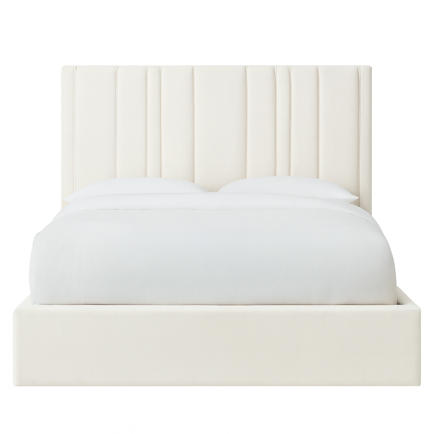 CAMA LEMUEBLE TAPIZADA LÍNEAS IVORY 2 PLAZAS - 1