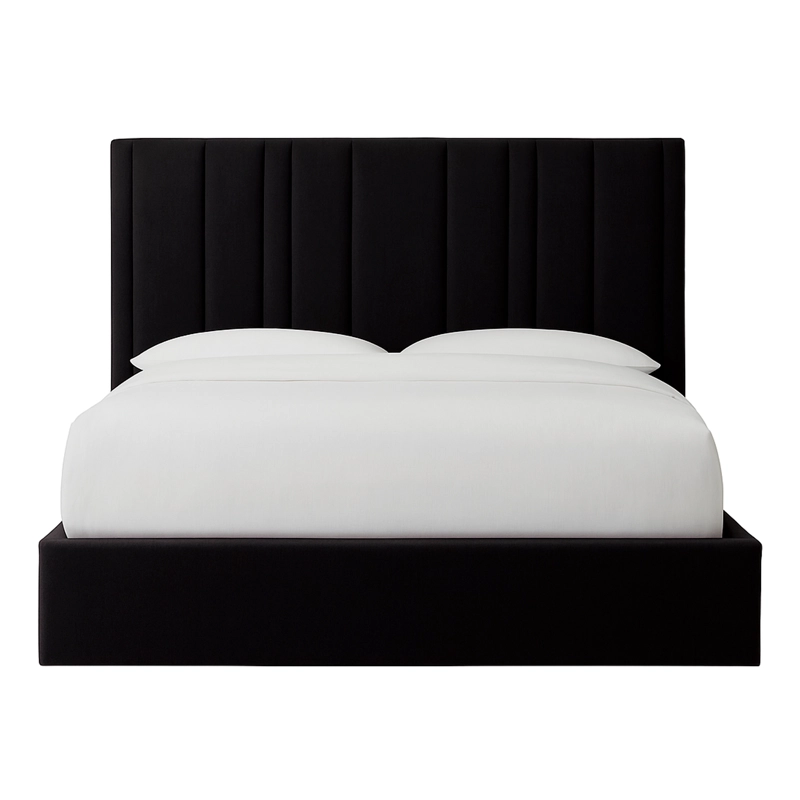 CAMA LEMUEBLE TAPIZADA LÍNEAS NEGRO 1.5 PLZ - 1