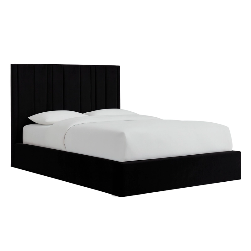 CAMA LEMUEBLE TAPIZADA LÍNEAS NEGRO 1.5 PLZ - 2