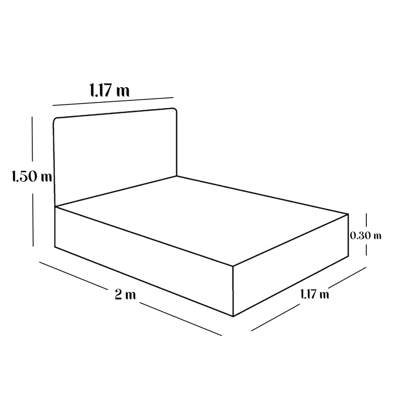 CAMA LEMUEBLE TAPIZADA LÍNEAS NEGRO 1.5 PLZ - 6
