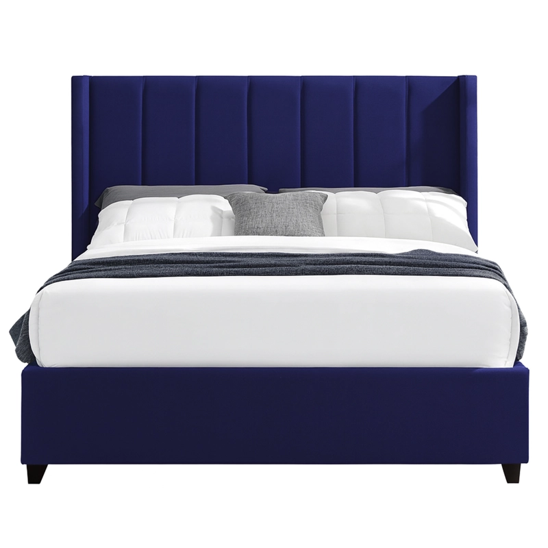 CAMA LEMUEBLE TAPIZADA LISTÓN NIA AZUL 1.5 PLZ - 1