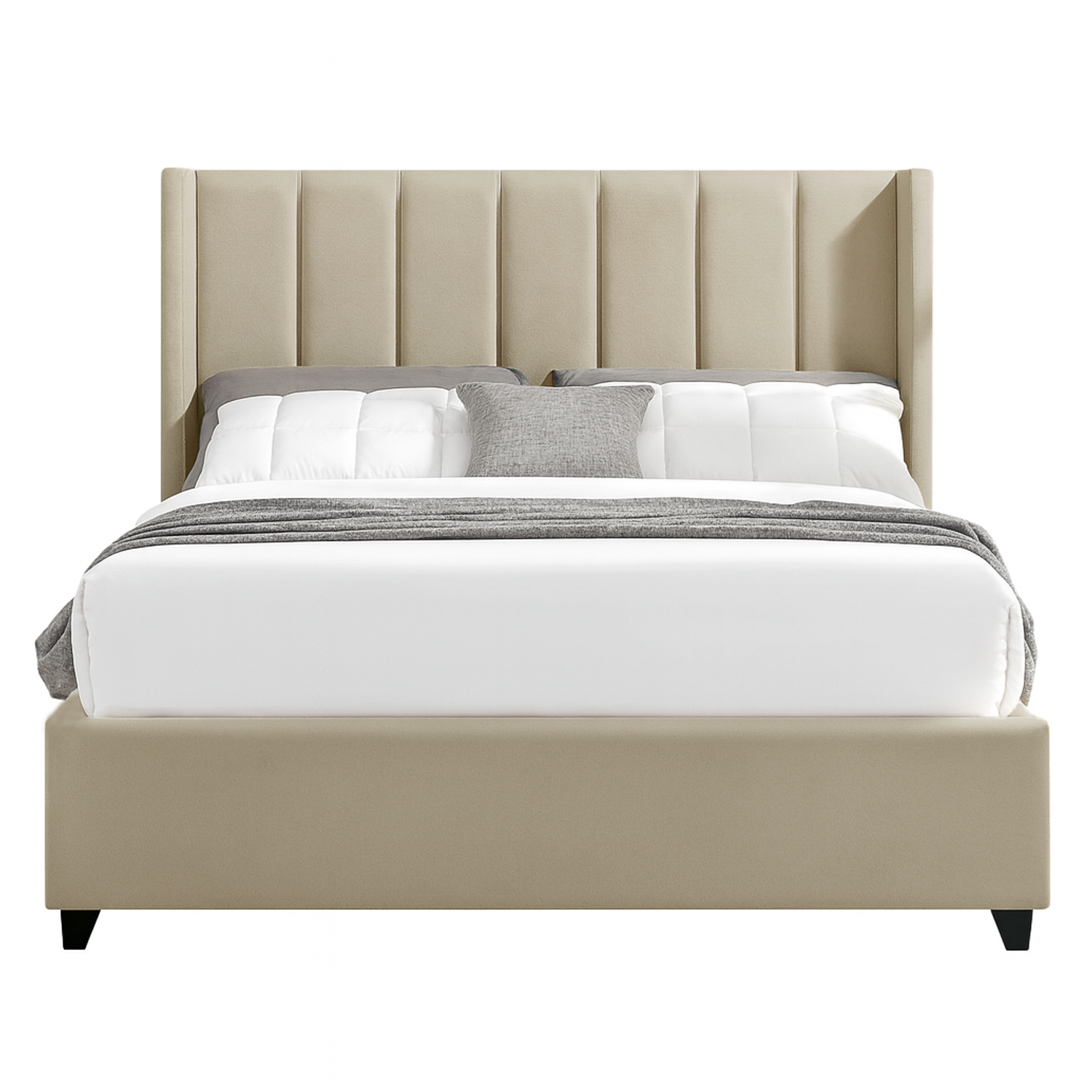 CAMA LEMUEBLE TAPIZADA LISTÓN NIA BEIGE 1.5 PLZ - 1