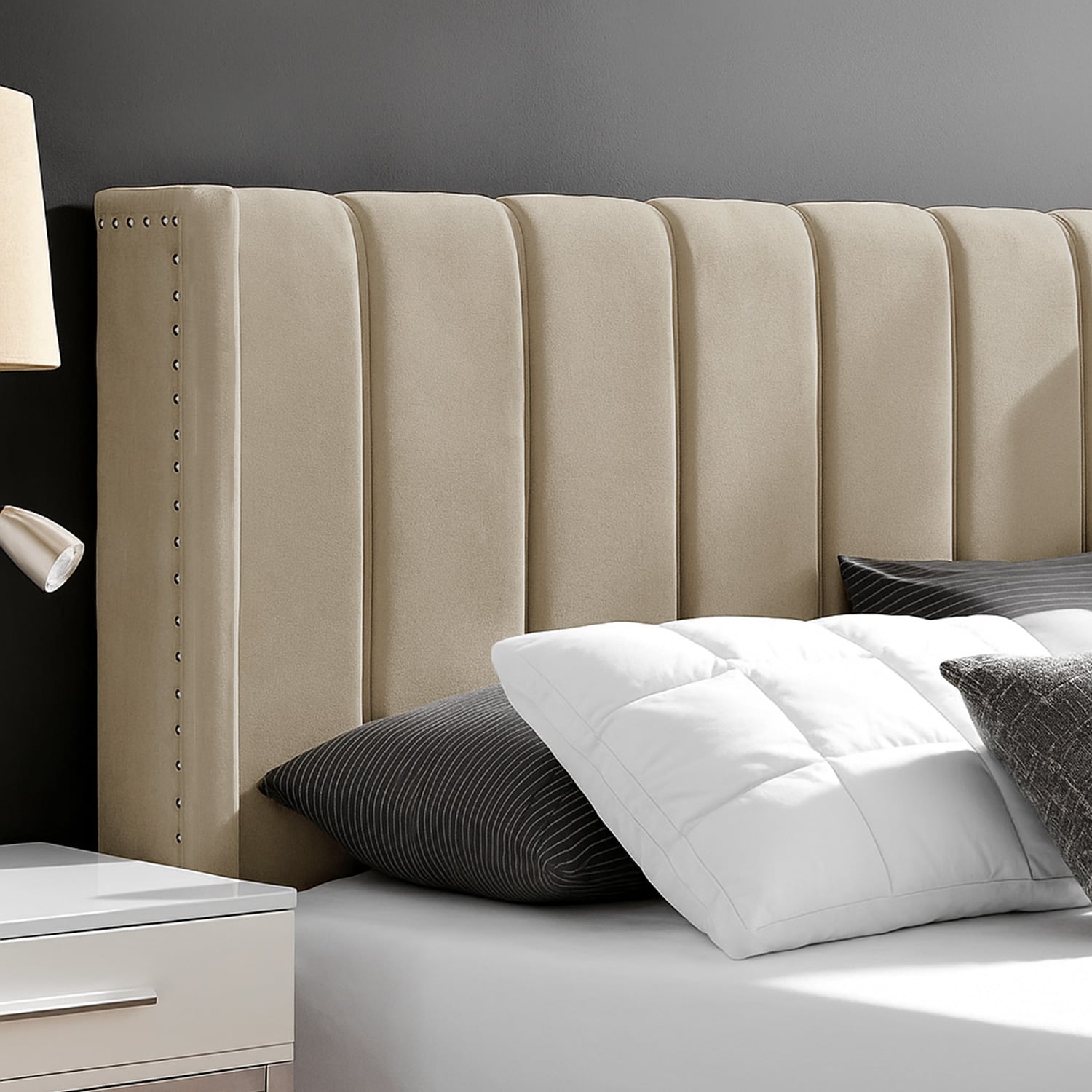 CAMA LEMUEBLE TAPIZADA LISTÓN NIA BEIGE 2 PLAZAS - 3