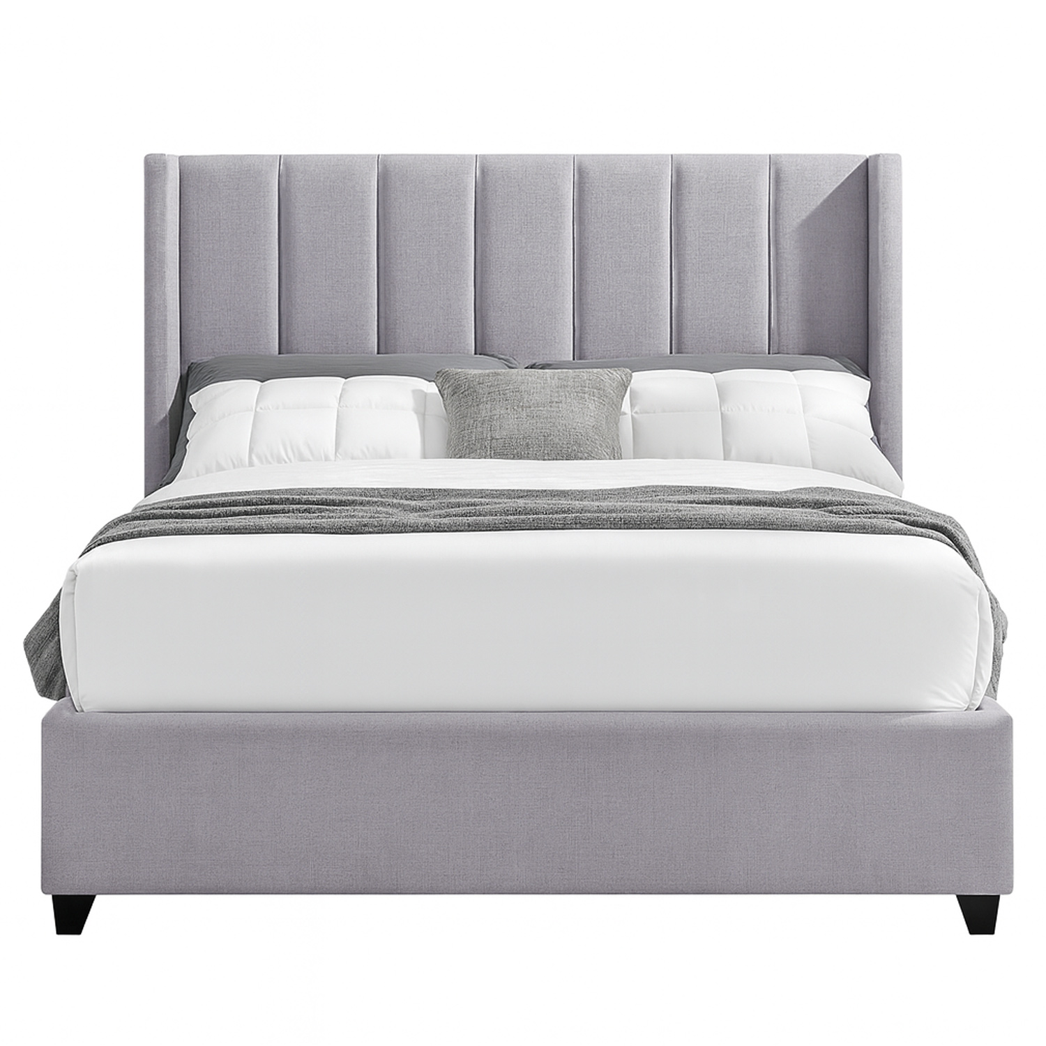 CAMA LEMUEBLE TAPIZADA LISTÓN NIA GRIS CLARO 1.5 PLZ - 1