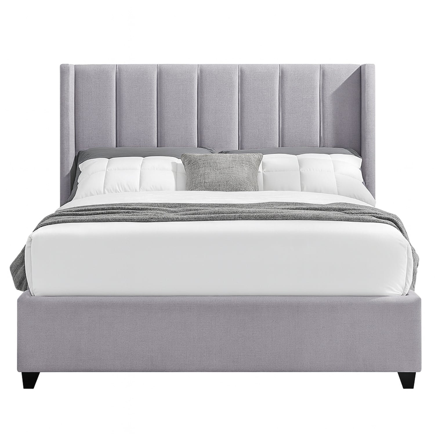 CAMA LEMUEBLE TAPIZADA LISTÓN NIA GRIS CLARO 2 PLAZAS - 1
