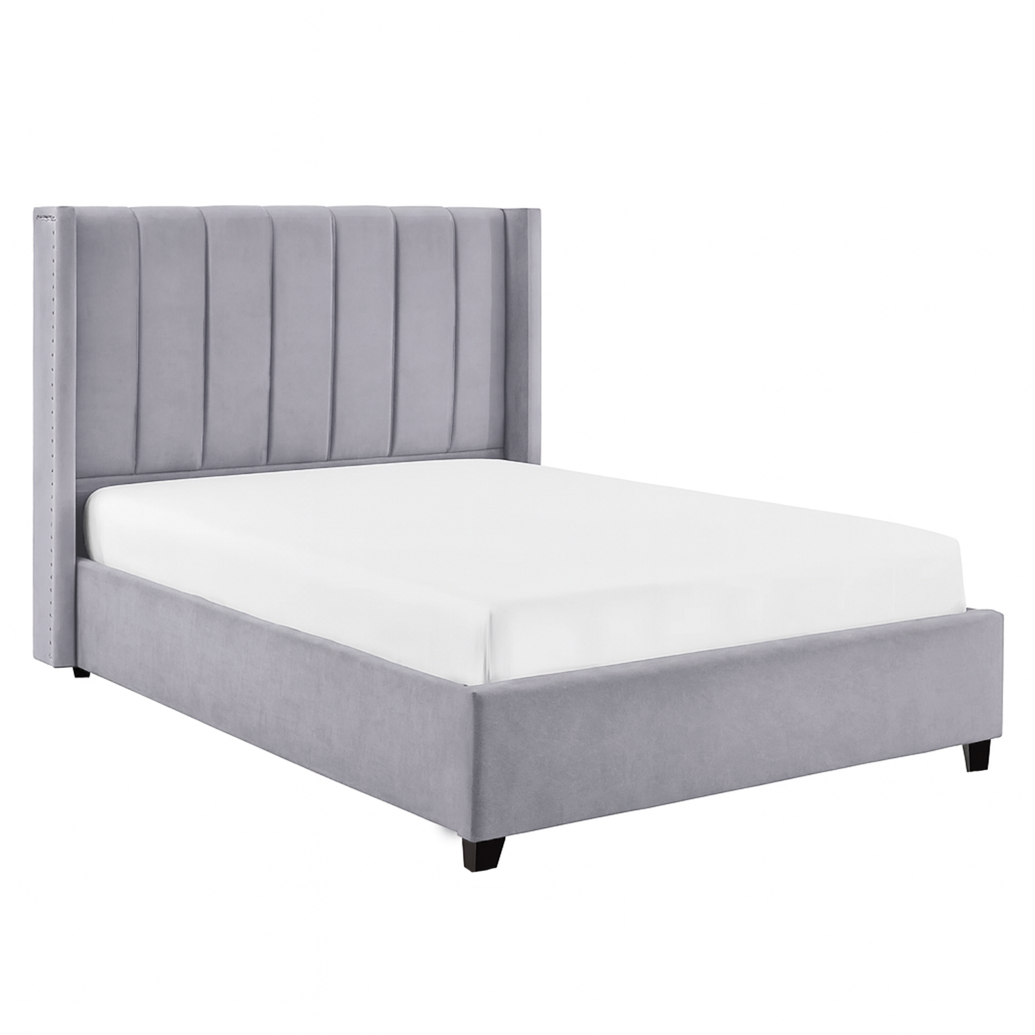 CAMA LEMUEBLE TAPIZADA LISTÓN NIA GRIS CLARO 2 PLAZAS - 2