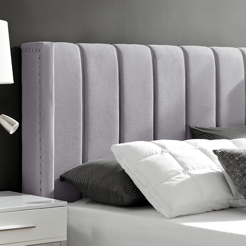 CAMA LEMUEBLE TAPIZADA LISTÓN NIA GRIS CLARO 2 PLAZAS - 3