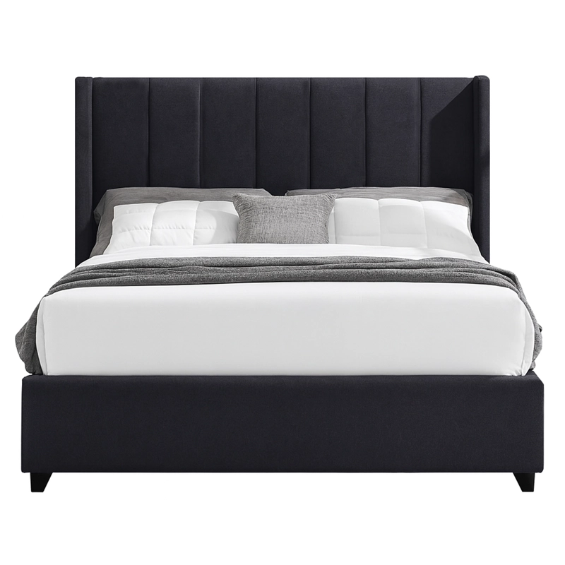 CAMA LEMUEBLE TAPIZADA LISTÓN NIA GRIS OSCURO 1.5 PLZ - 1