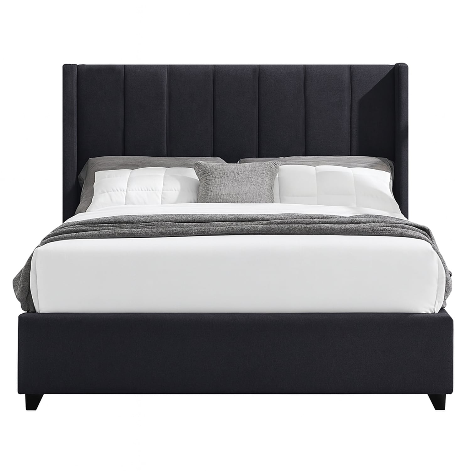 CAMA LEMUEBLE TAPIZADA LISTÓN NIA GRIS OSCURO 1.5 PLZ - 1