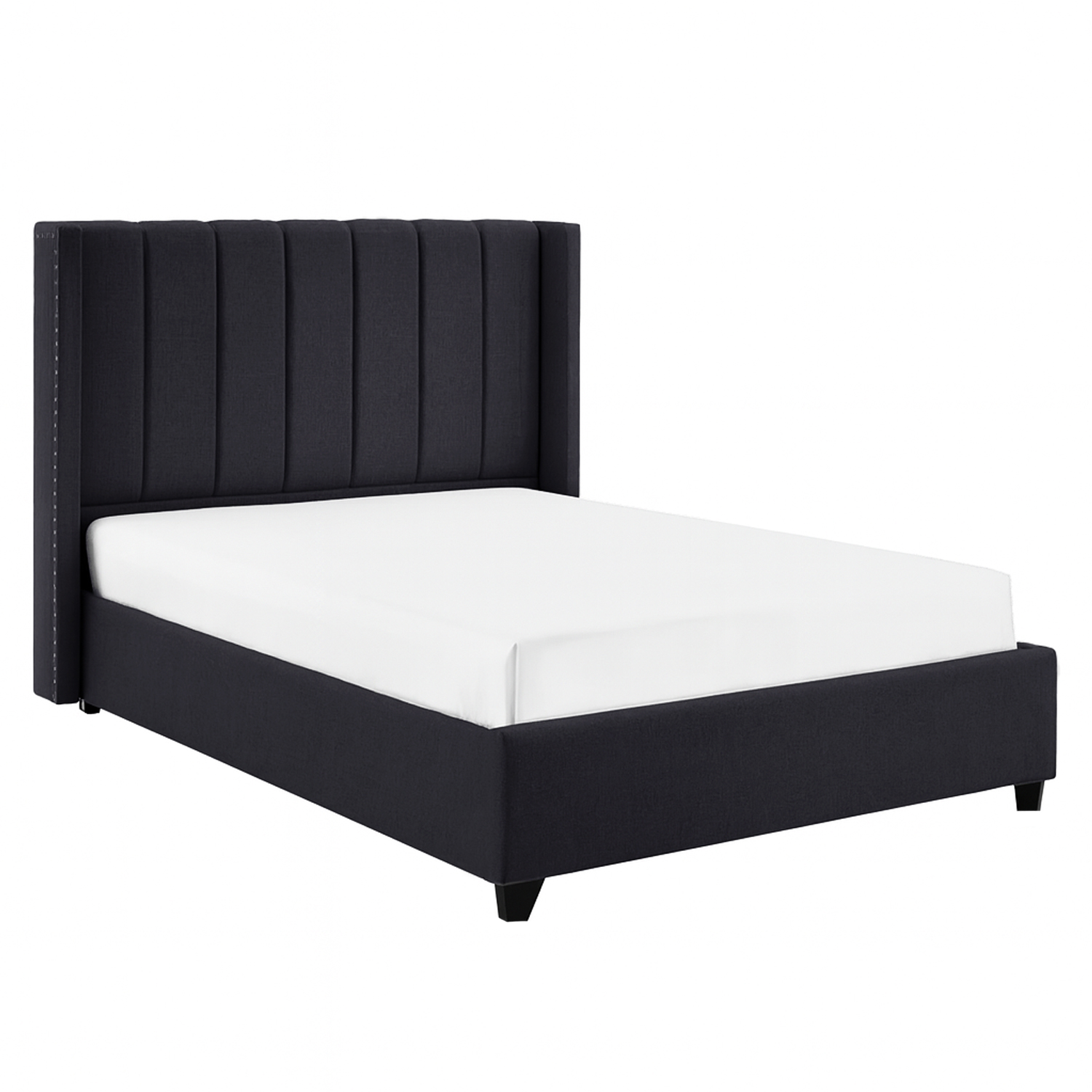 CAMA LEMUEBLE TAPIZADA LISTÓN NIA GRIS OSCURO QUEEN - 2