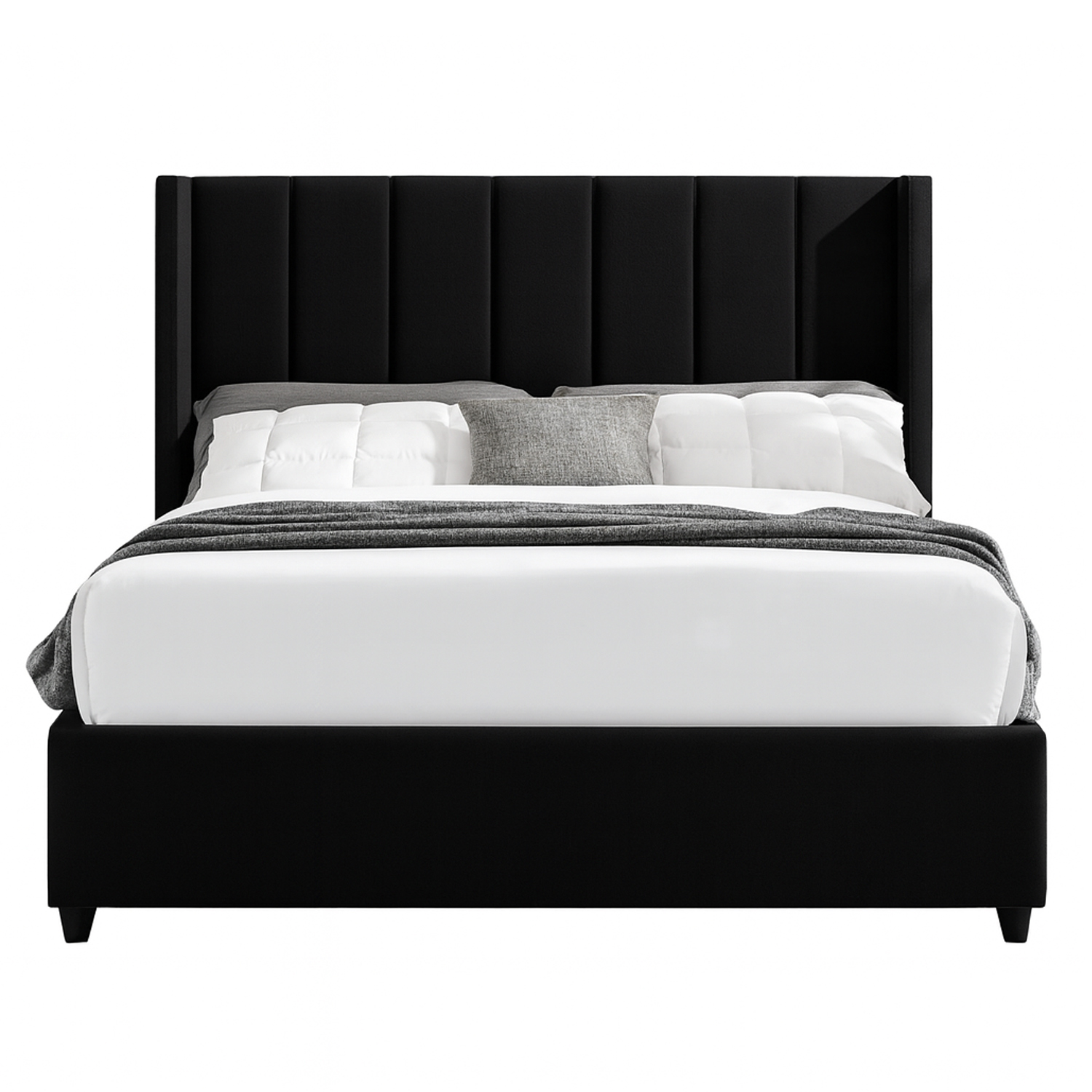 CAMA LEMUEBLE TAPIZADA LISTÓN NIA NEGRO 1.5 PLZ - 1