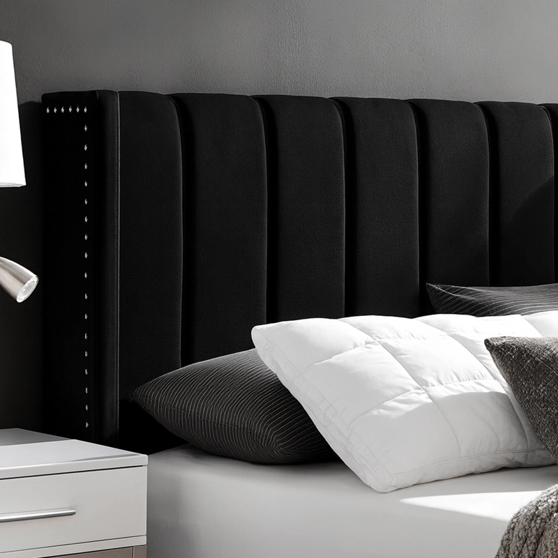 CAMA LEMUEBLE TAPIZADA LISTÓN NIA NEGRO 1.5 PLZ - 3
