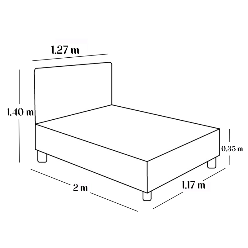 CAMA LEMUEBLE TAPIZADA LISTÓN NIA NEGRO 1.5 PLZ - 6