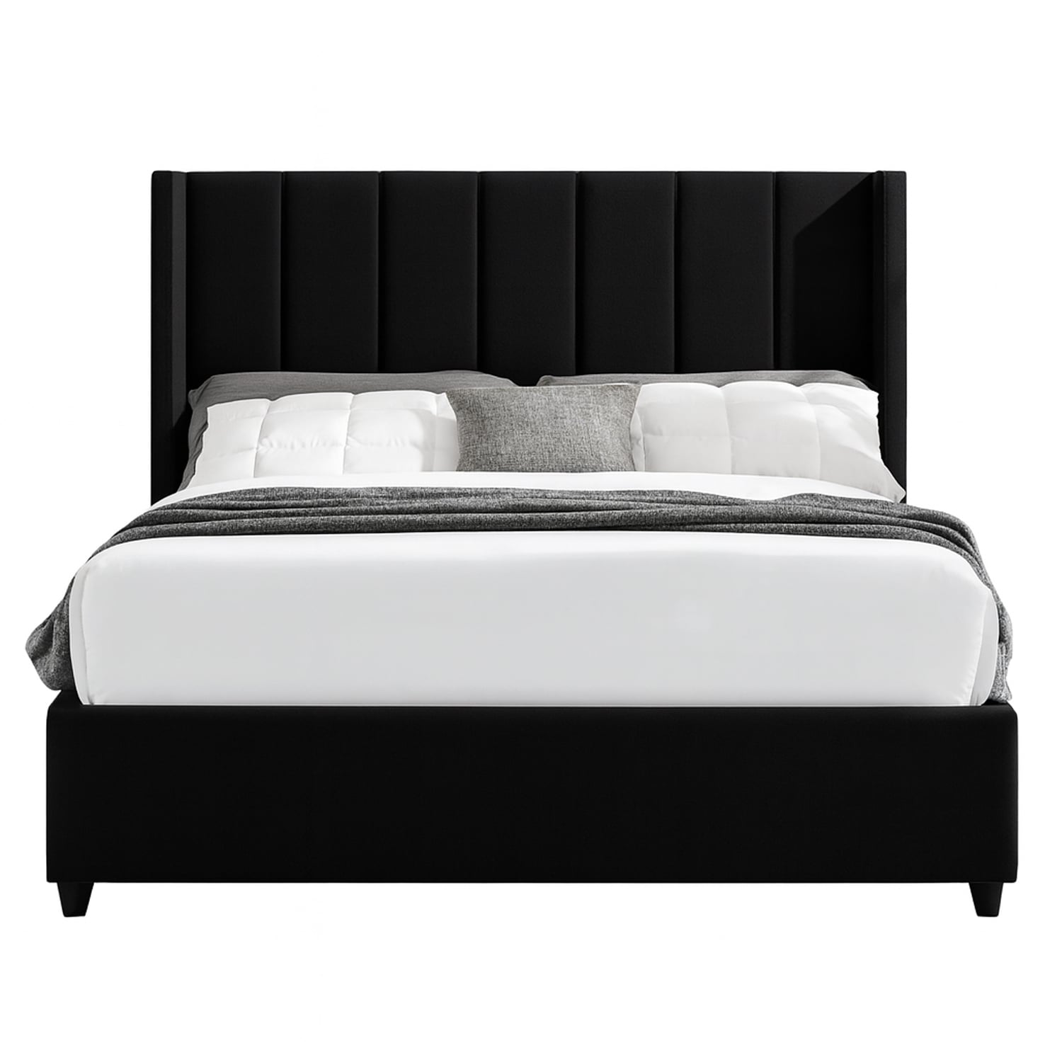CAMA LEMUEBLE TAPIZADA LISTÓN NIA NEGRO 2 PLAZAS - 1