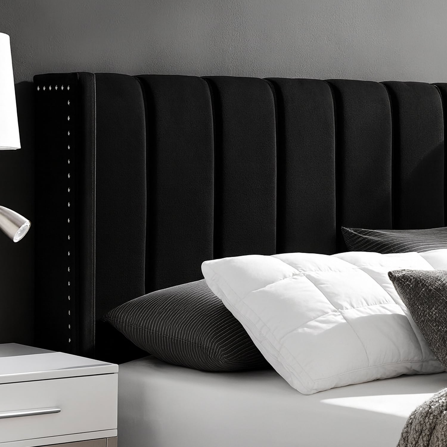 CAMA LEMUEBLE TAPIZADA LISTÓN NIA NEGRO 2 PLAZAS - 3