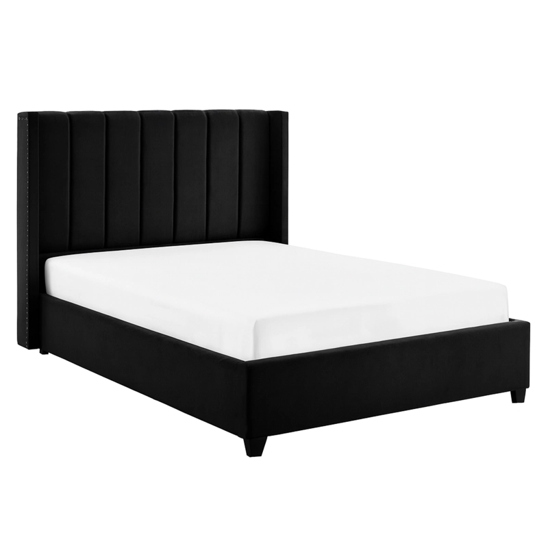 CAMA LEMUEBLE TAPIZADA LISTÓN NIA NEGRO QUEEN - 2