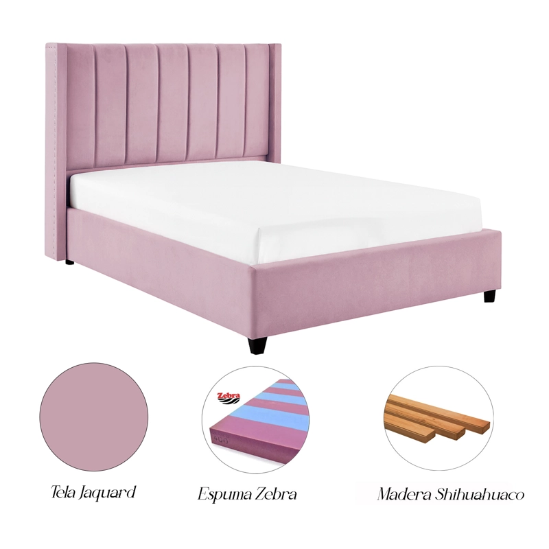 CAMA LEMUEBLE TAPIZADA LISTÓN NIA PALO ROSA 1.5 PLZ - 5