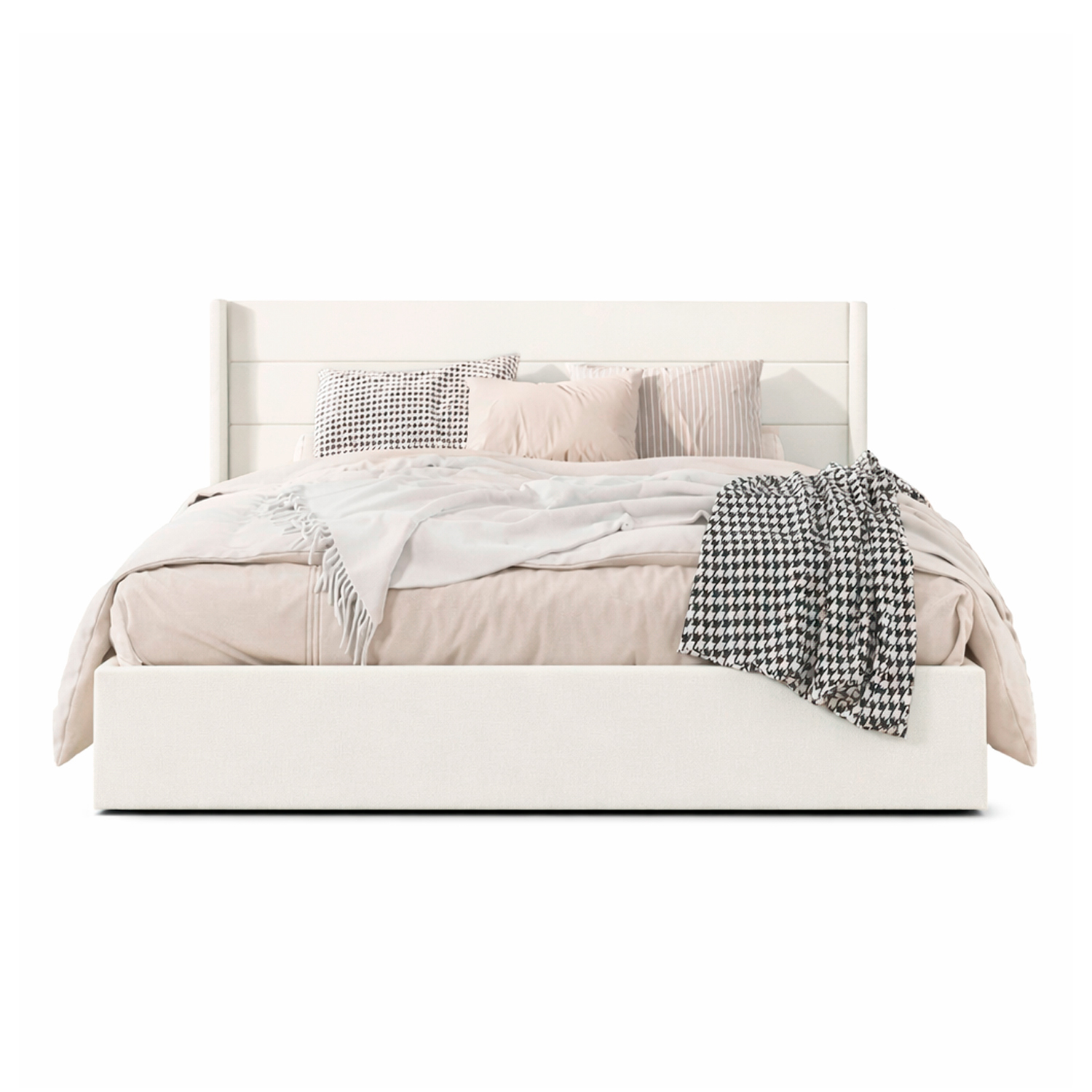 CAMA LEMUEBLE TAPIZADA LISTÓN VENUS IVORY 1.5 PLZ - 1