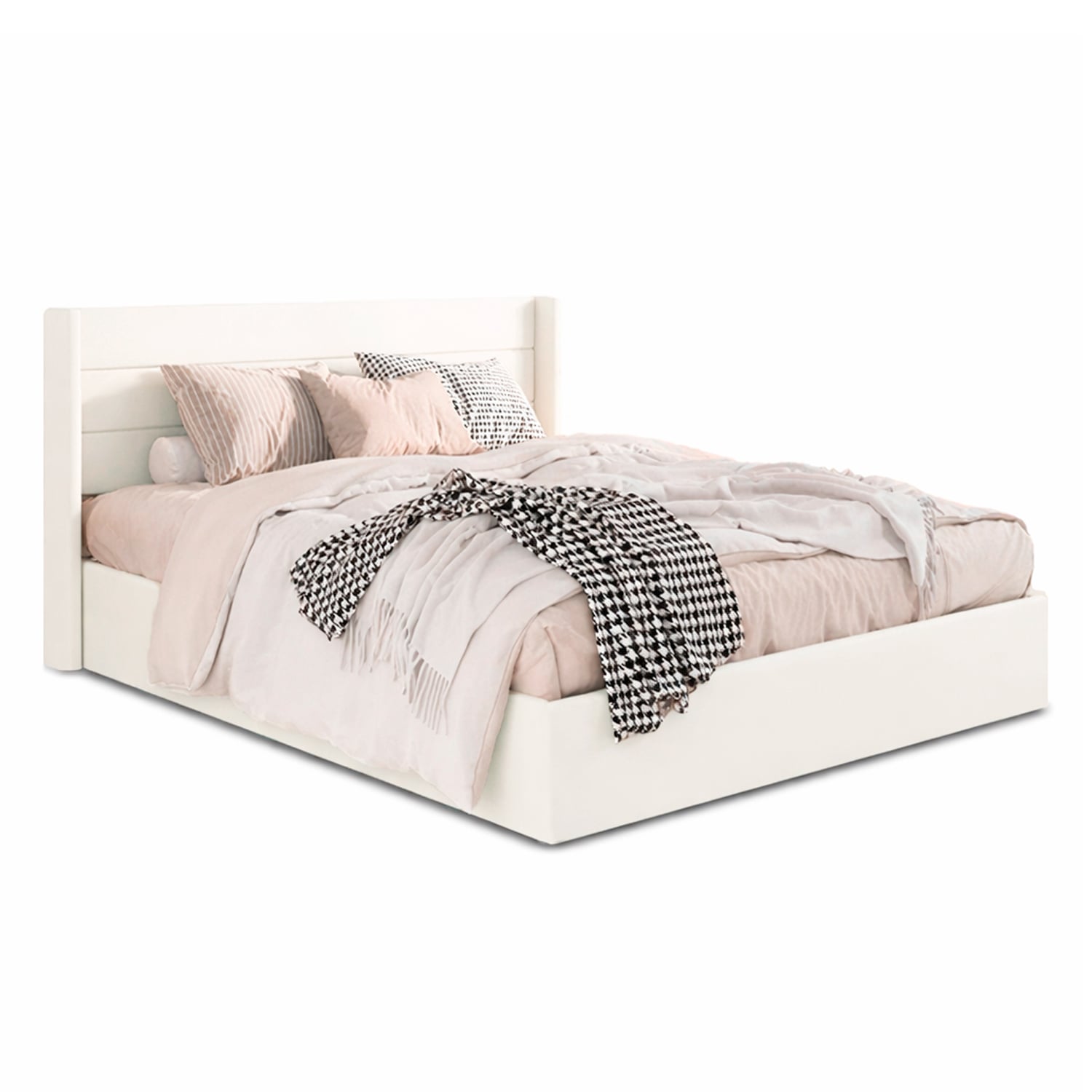 CAMA LEMUEBLE TAPIZADA LISTÓN VENUS IVORY 1.5 PLZ - 2