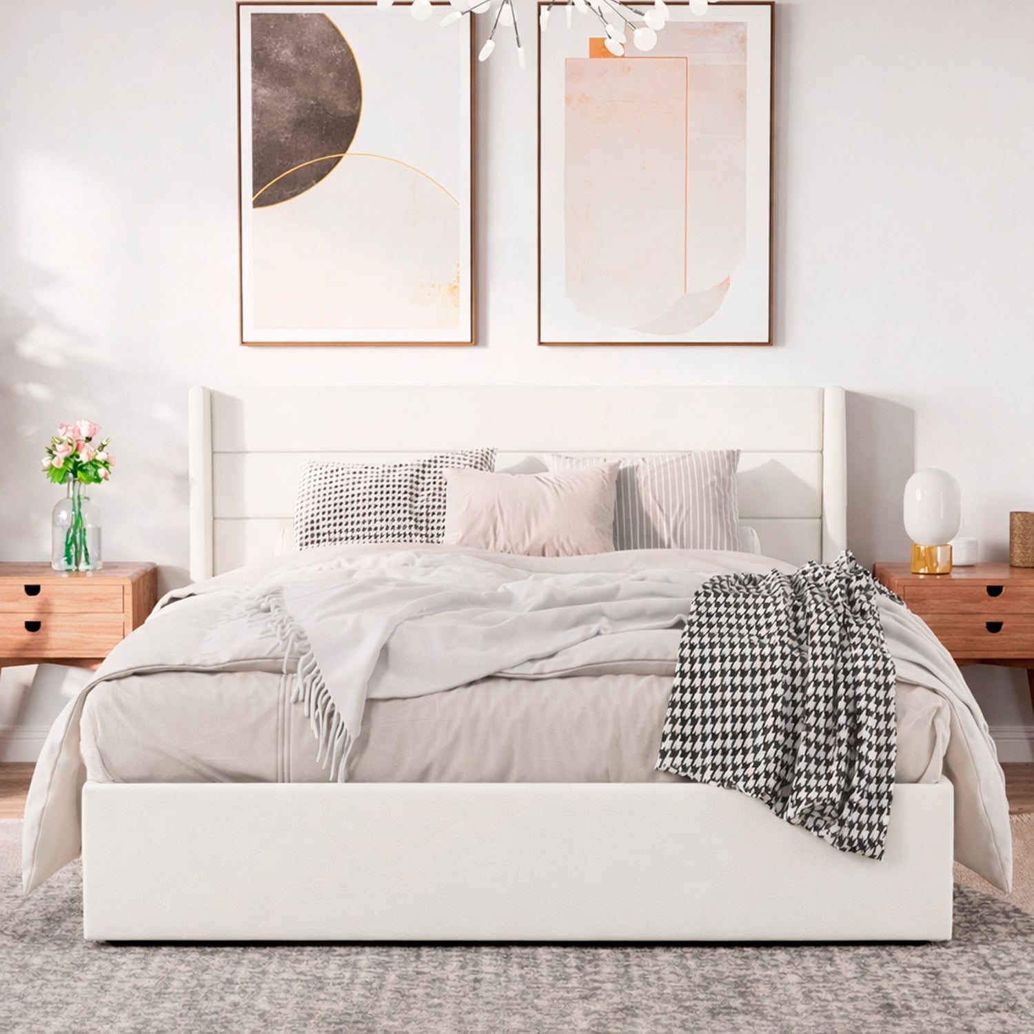 CAMA LEMUEBLE TAPIZADA LISTÓN VENUS IVORY QUEEN - 3