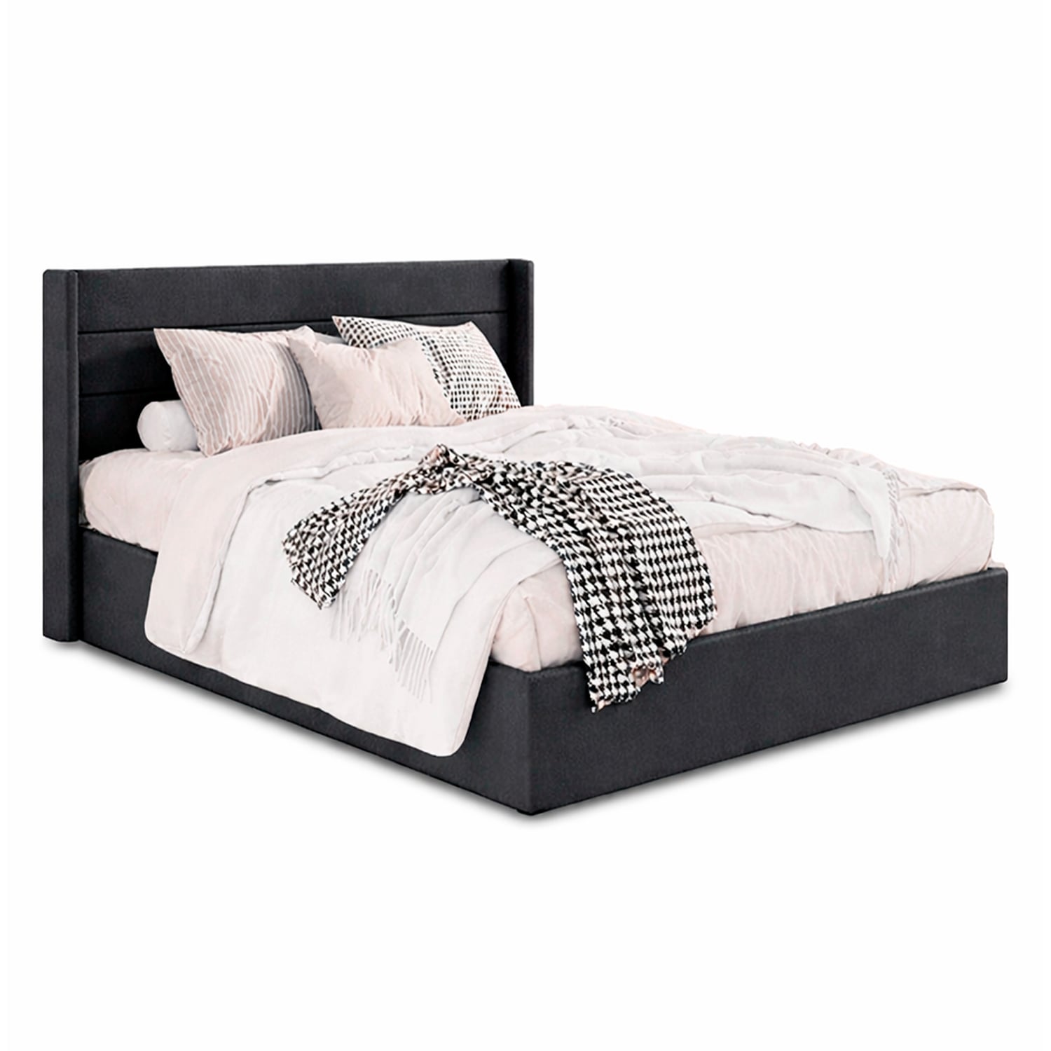 CAMA LEMUEBLE TAPIZADA LISTÓN VENUS PLOMO OSCURO 1.5 PLZ - 2