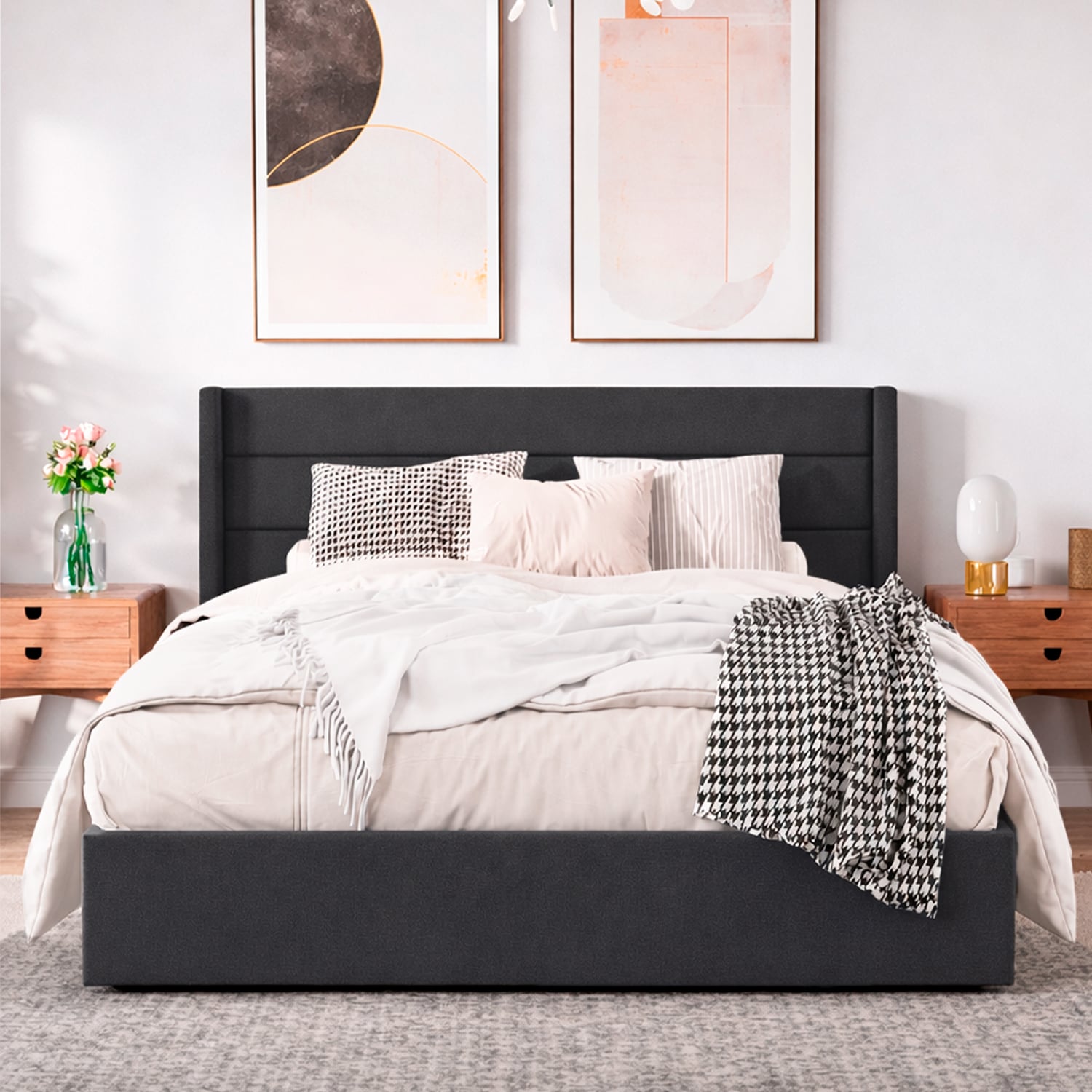 CAMA LEMUEBLE TAPIZADA LISTÓN VENUS PLOMO OSCURO 1.5 PLZ - 3