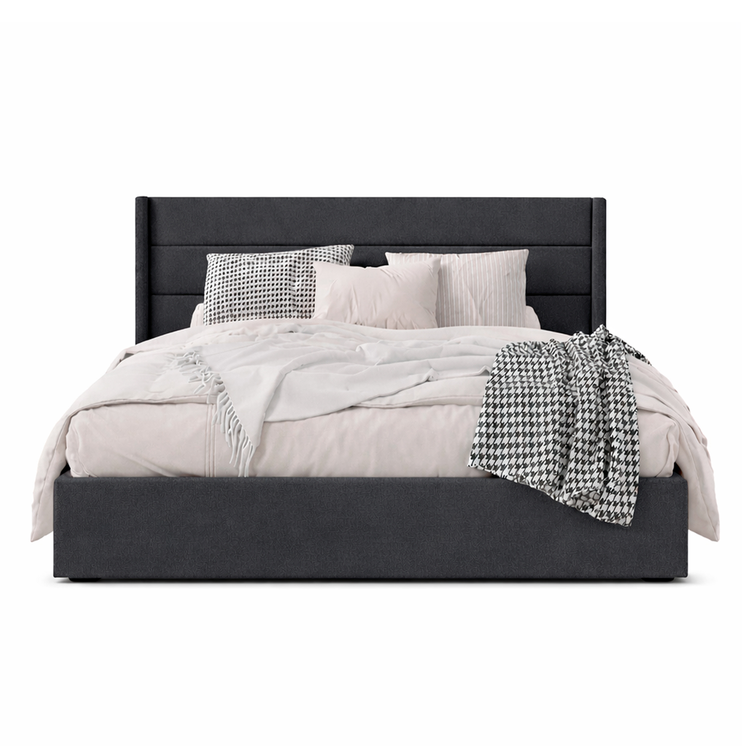 CAMA LEMUEBLE TAPIZADA LISTÓN VENUS PLOMO OSCURO 2 PLAZAS - 1