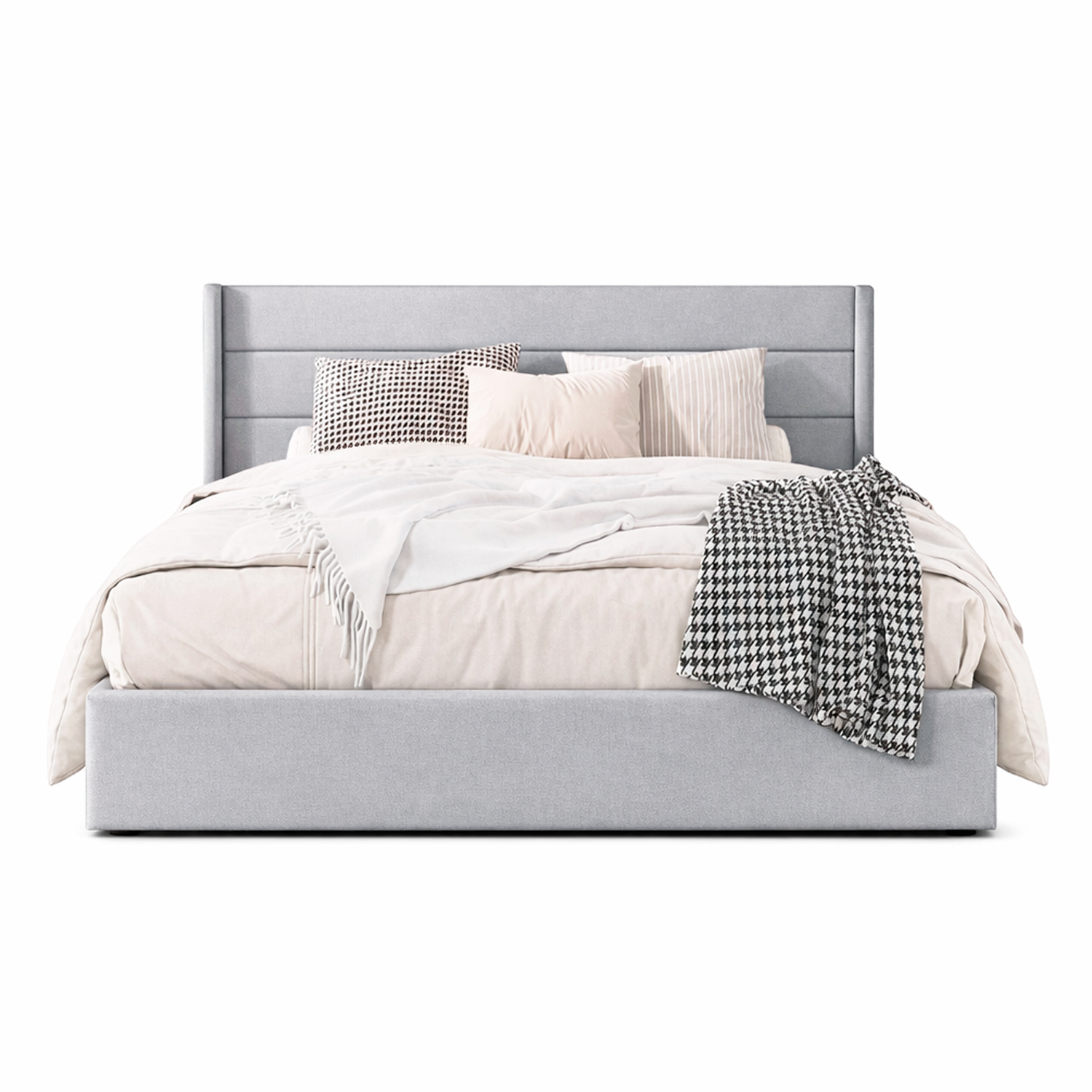 CAMA LEMUEBLE TAPIZADA LISTÓN VENUS PLOMO CLARO 1.5 PLZ - 1