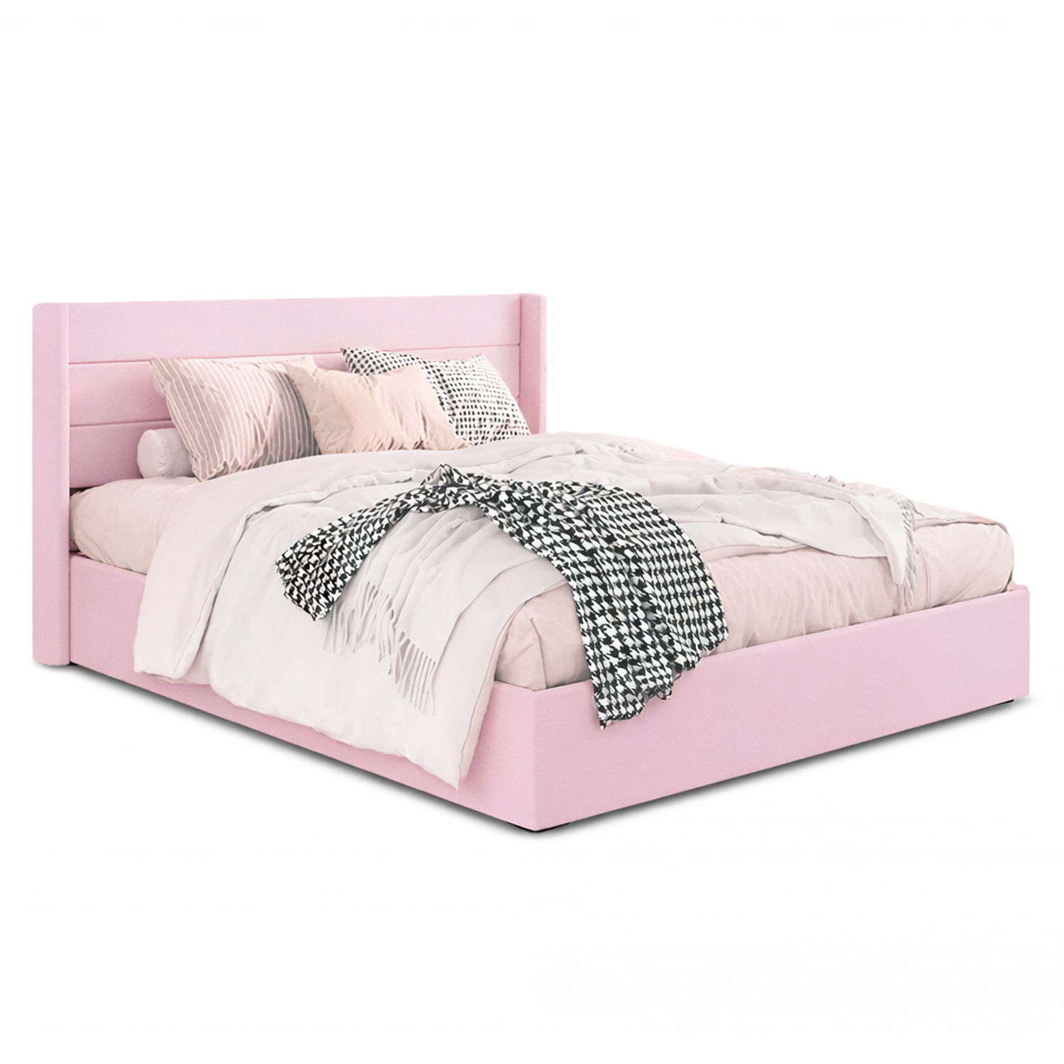 CAMA LEMUEBLE TAPIZADA LISTÓN VENUS ROSADO 2 PLAZAS - 2