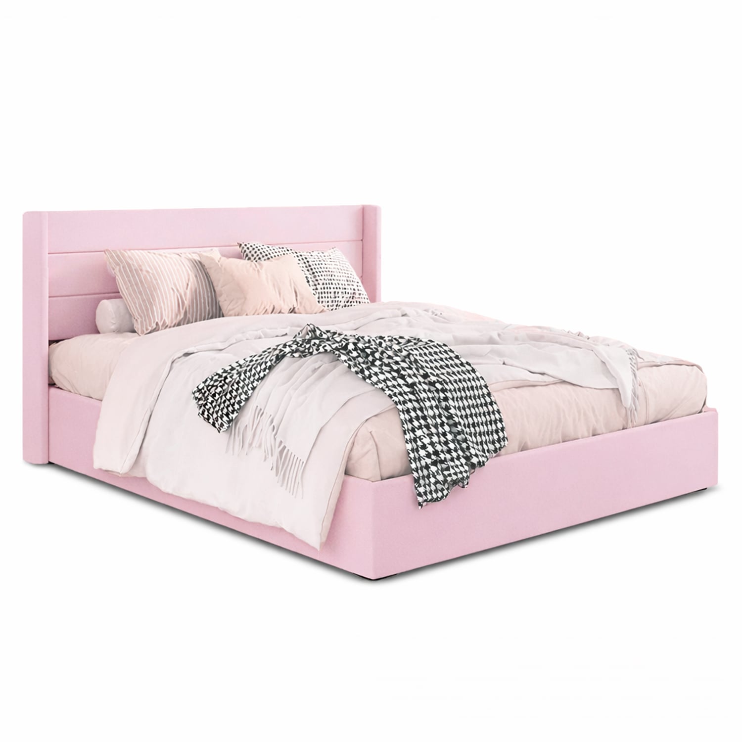CAMA LEMUEBLE TAPIZADA LISTÓN VENUS ROSADO QUEEN - 2