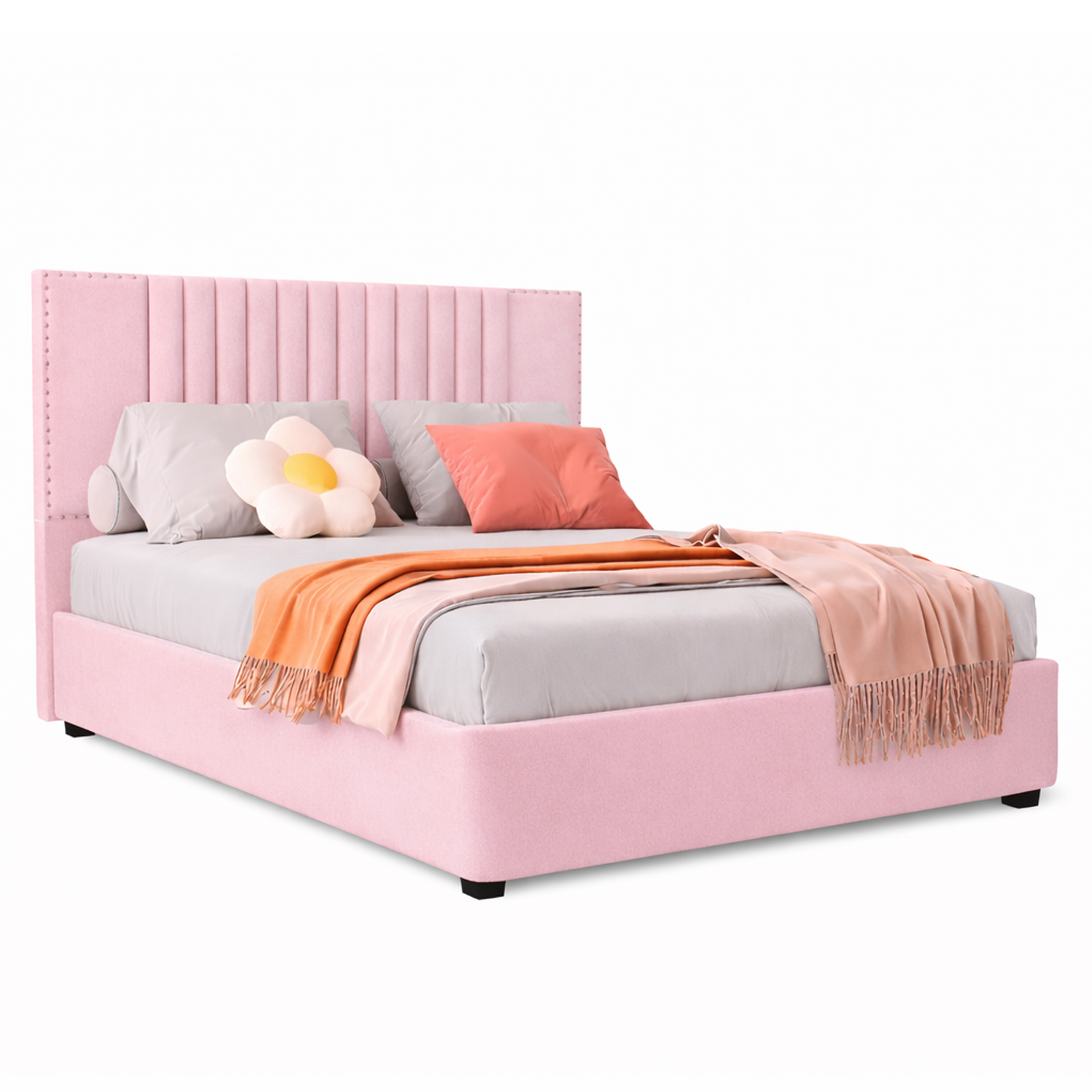 CAMA LEMUEBLE TAPIZADA LISTÓN IRIS ROSADO 1.5 PLZ - 2
