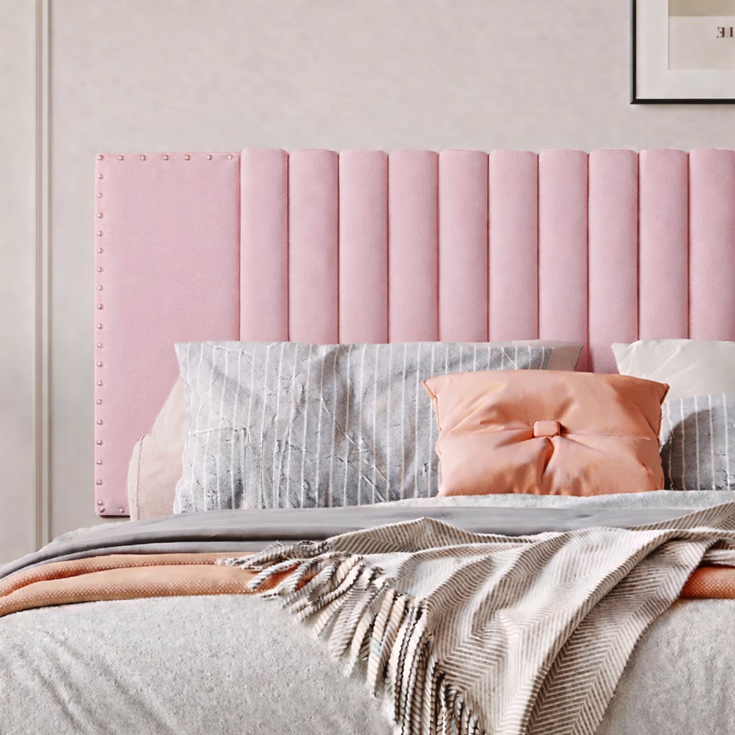 CAMA LEMUEBLE TAPIZADA LISTÓN IRIS ROSADO QUEEN - 3