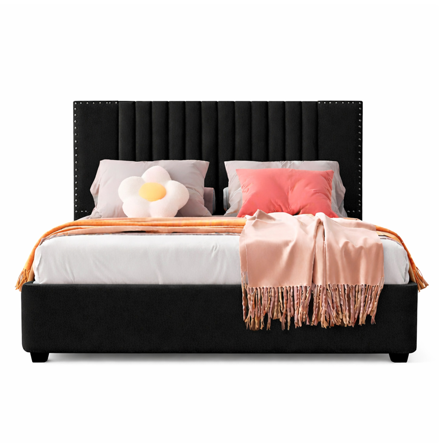 CAMA LEMUEBLE TAPIZADA LISTÓN IRIS NEGRO 1.5 PLZ - 1
