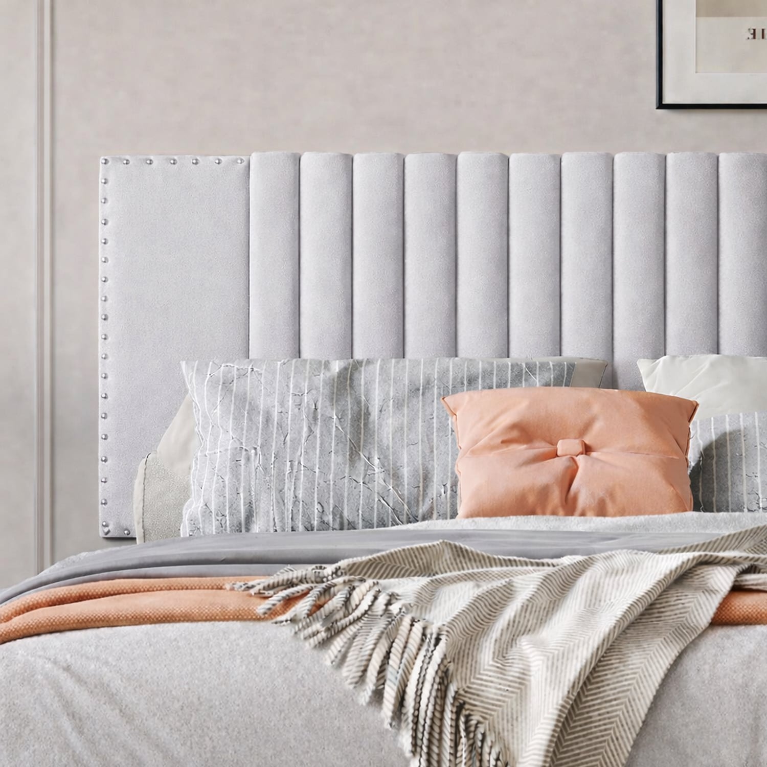 CAMA LEMUEBLE TAPIZADA LISTÓN IRIS GRIS CLARO 1.5 PLZ - 3