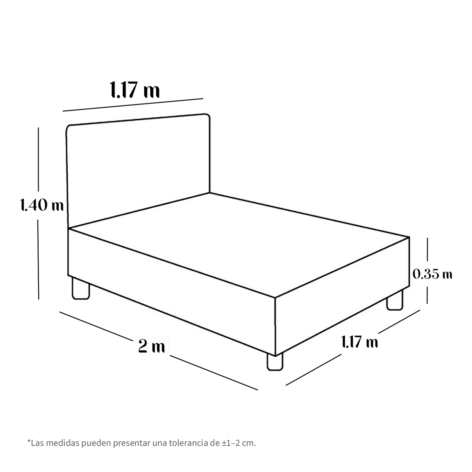 CAMA LEMUEBLE TAPIZADA LISTÓN IRIS GRIS CLARO 1.5 PLZ - 6