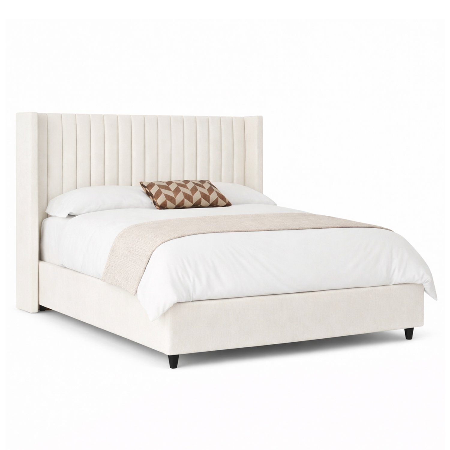 CAMA LEMUEBLE TAPIZADA PANEL IVORY 1.5 PLZ - 2