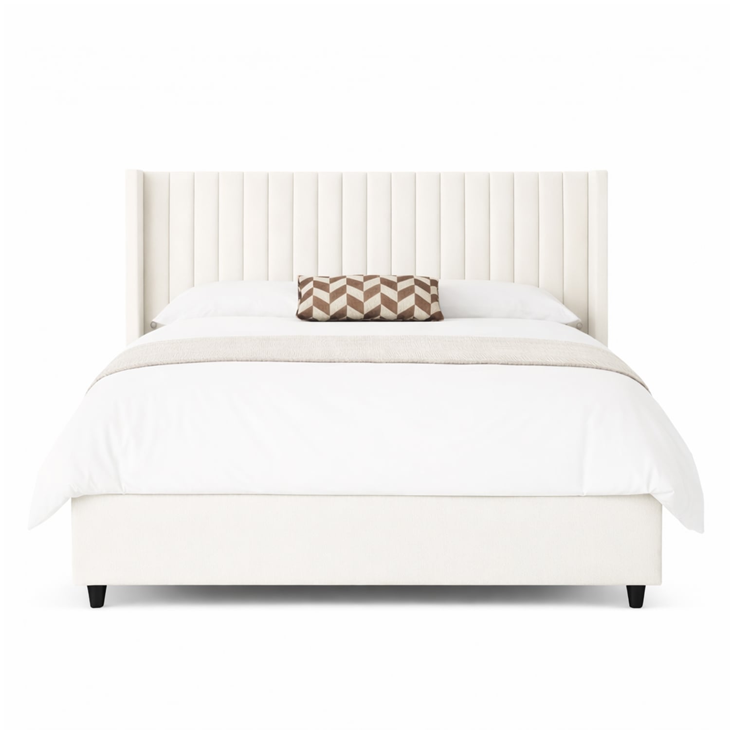 CAMA LEMUEBLE TAPIZADA PANEL IVORY QUEEN - 1