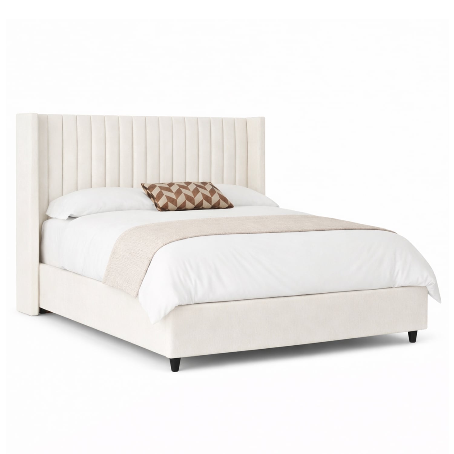 CAMA LEMUEBLE TAPIZADA PANEL IVORY QUEEN - 2