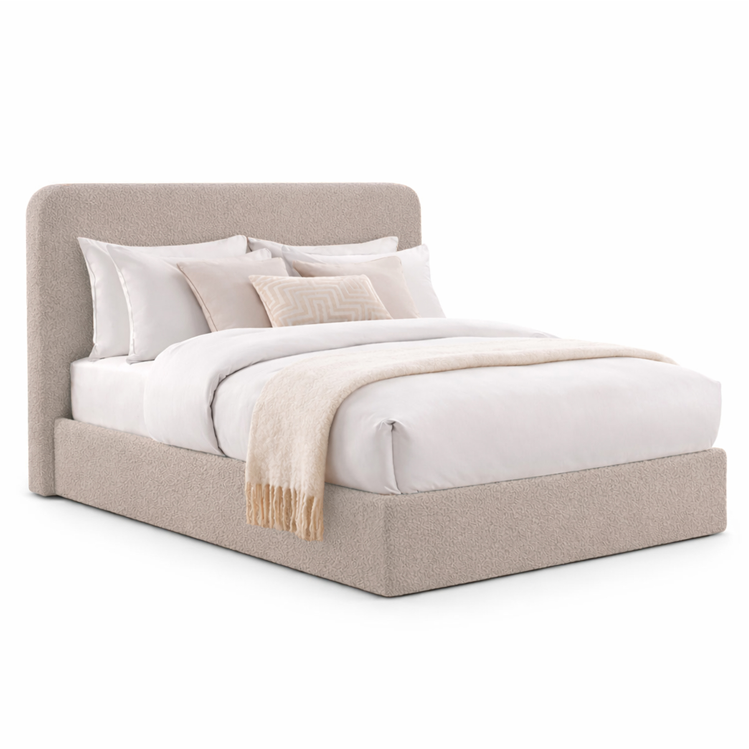 CAMA TAPIZADA CALIFORNIA CURVO CAMEL 1.5 PLZ - 3