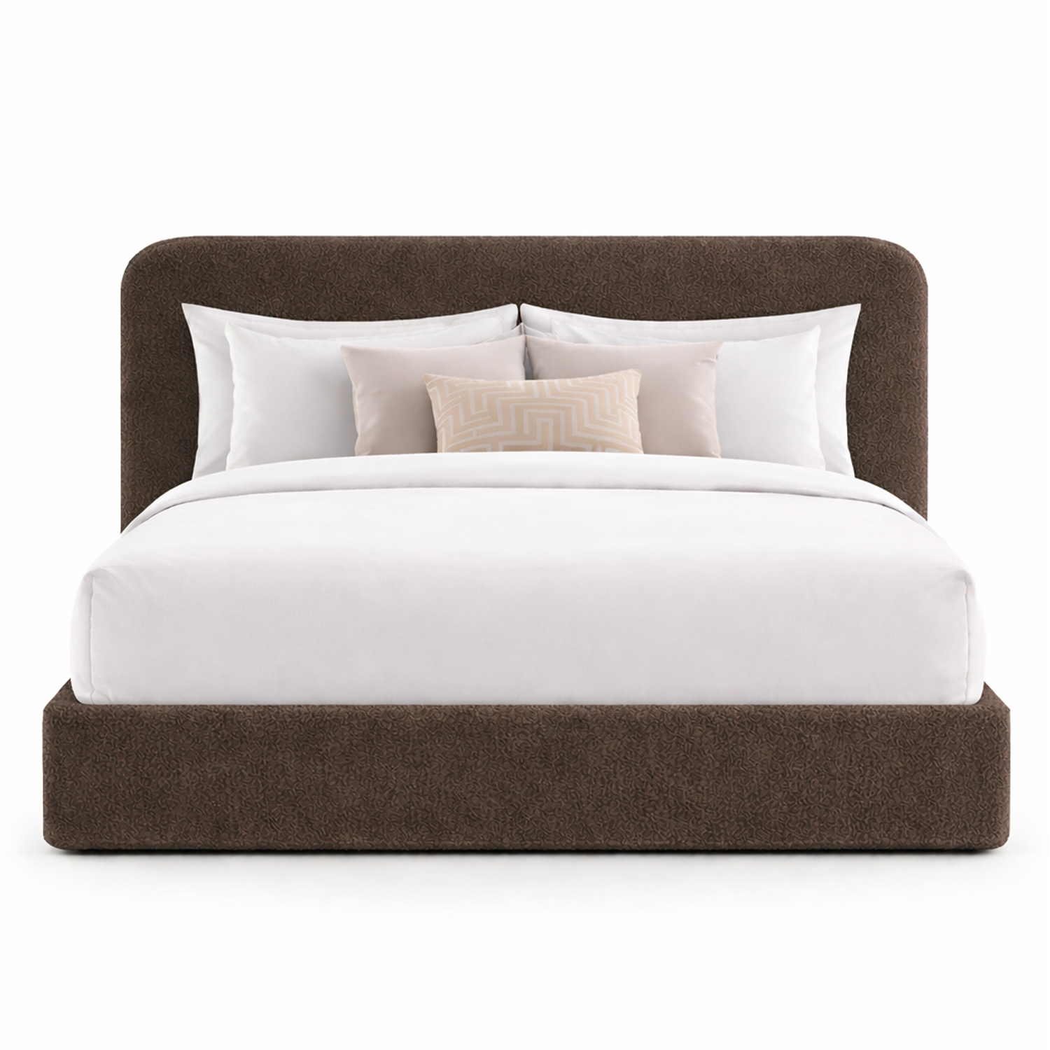 CAMA TAPIZADA CALIFORNIA CURVO CHOCOLATE 1.5 PLZ - 2