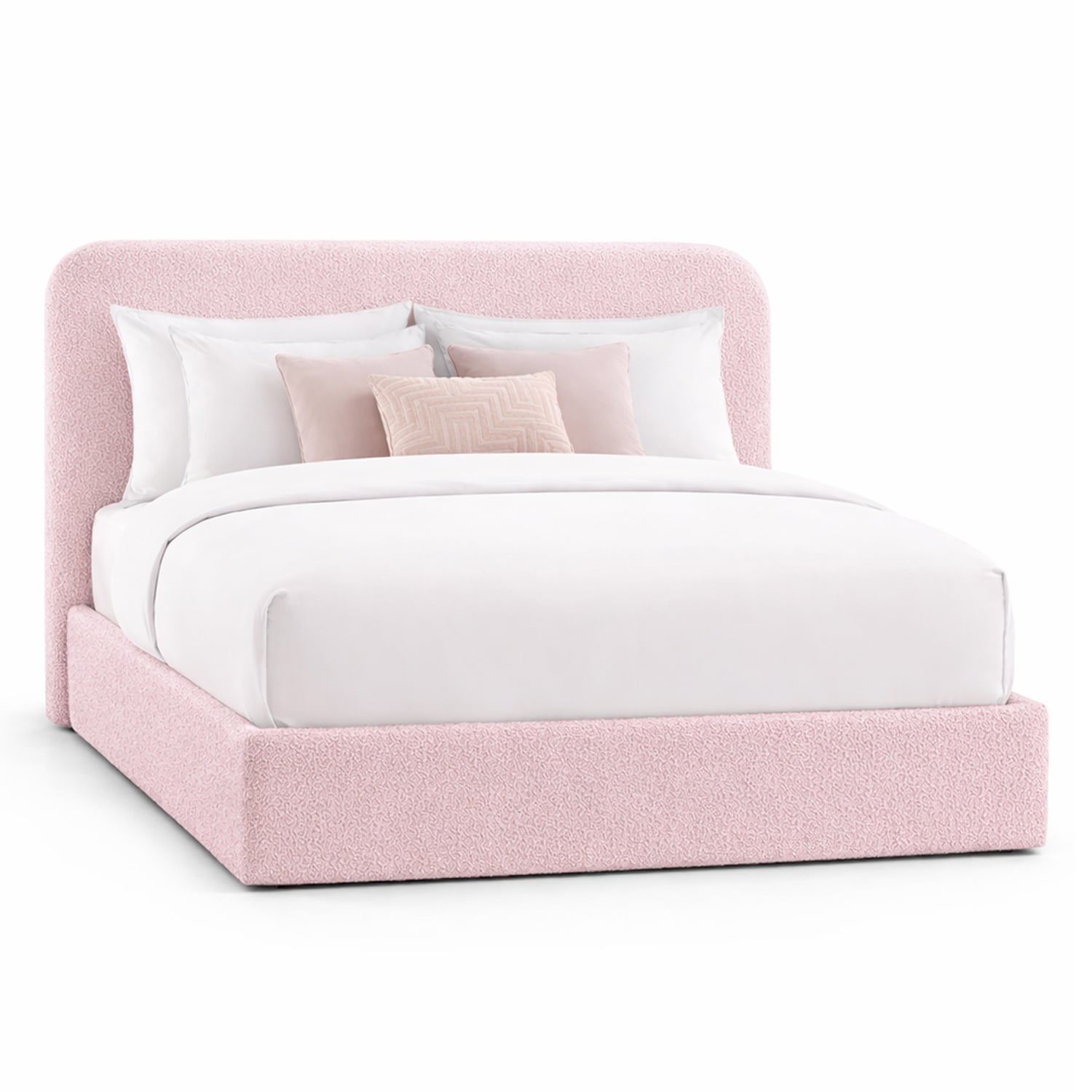 CAMA TAPIZADA CALIFORNIA CURVO ROSA 1.5 PLZ - 1