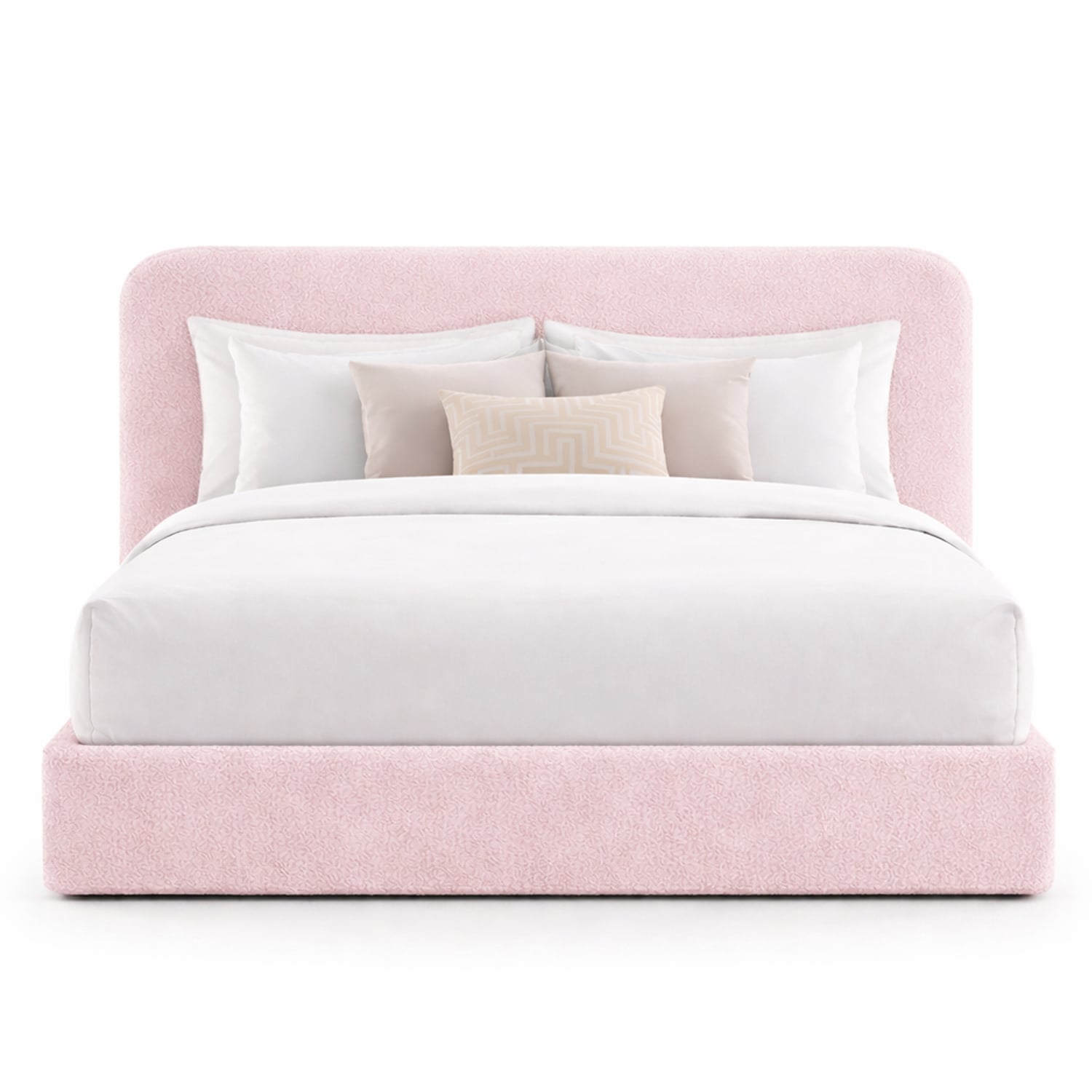 CAMA TAPIZADA CALIFORNIA CURVO ROSA 1.5 PLZ - 2