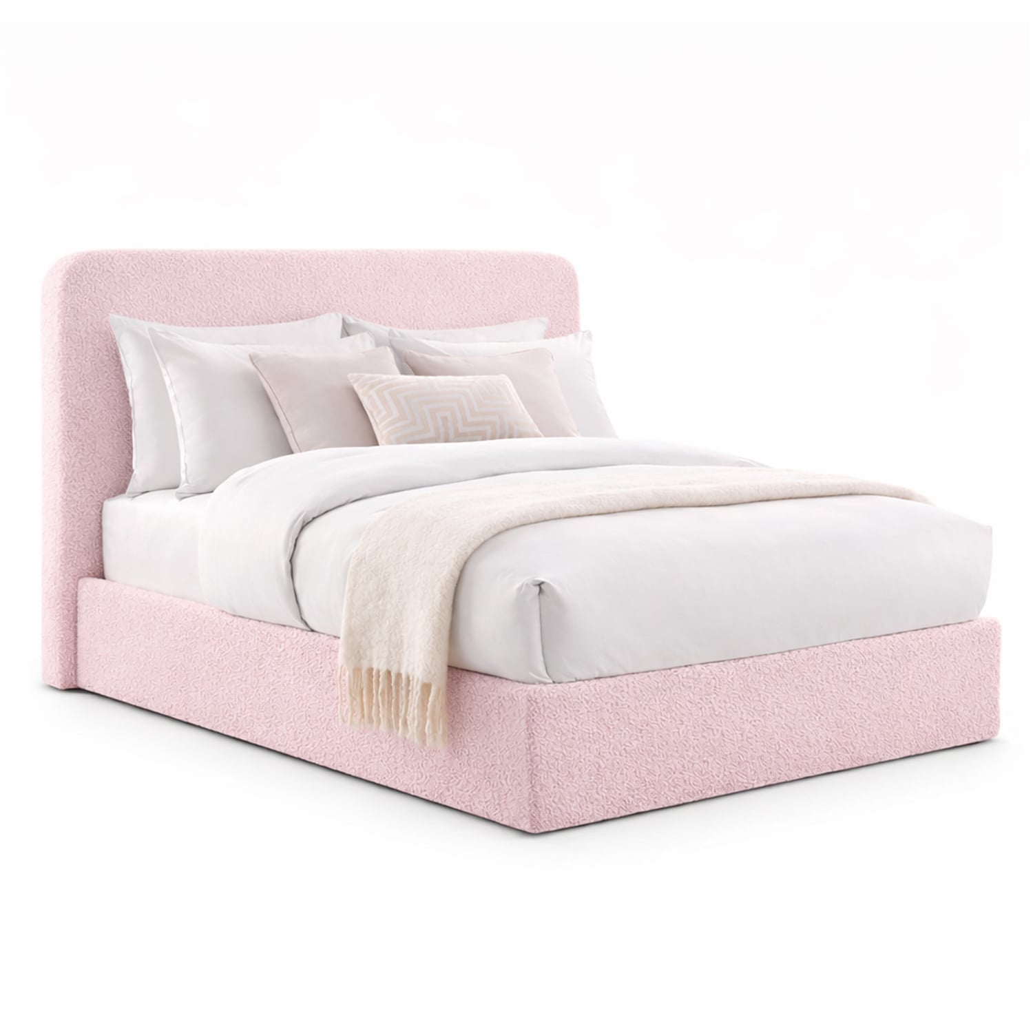 CAMA TAPIZADA CALIFORNIA CURVO ROSA 1.5 PLZ - 3