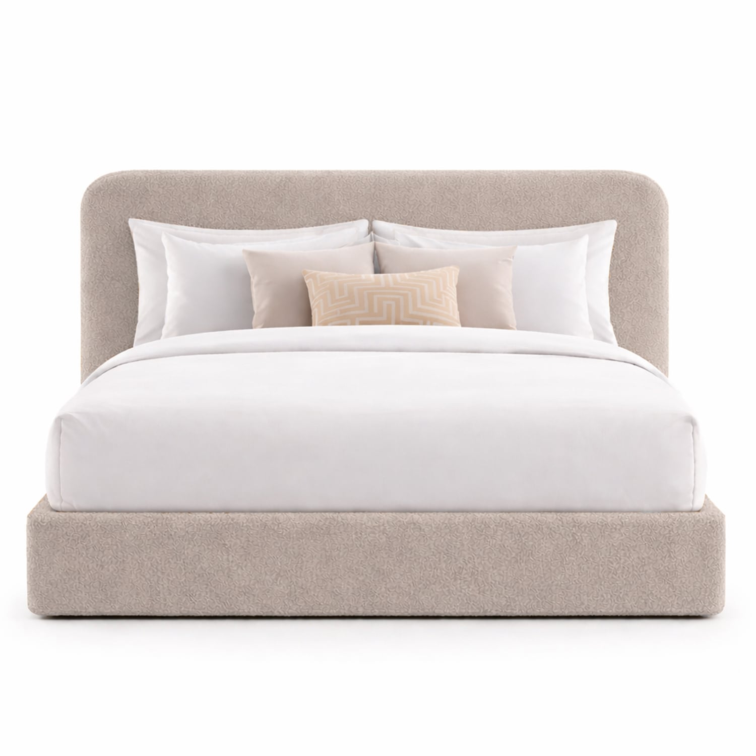 CAMA TAPIZADA CALIFORNIA CURVO CAMEL 2 PLAZAS - 2