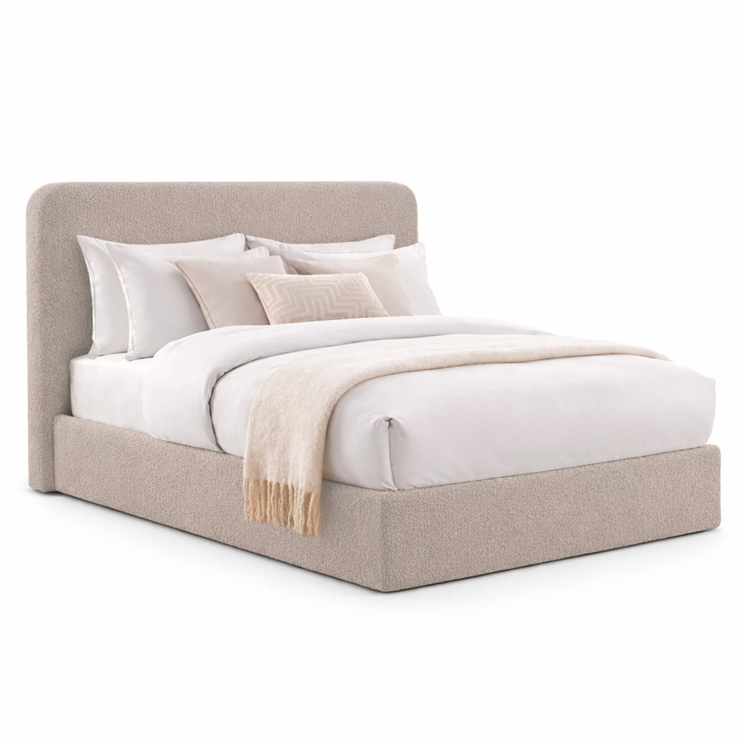 CAMA TAPIZADA CALIFORNIA CURVO CAMEL 2 PLAZAS - 3
