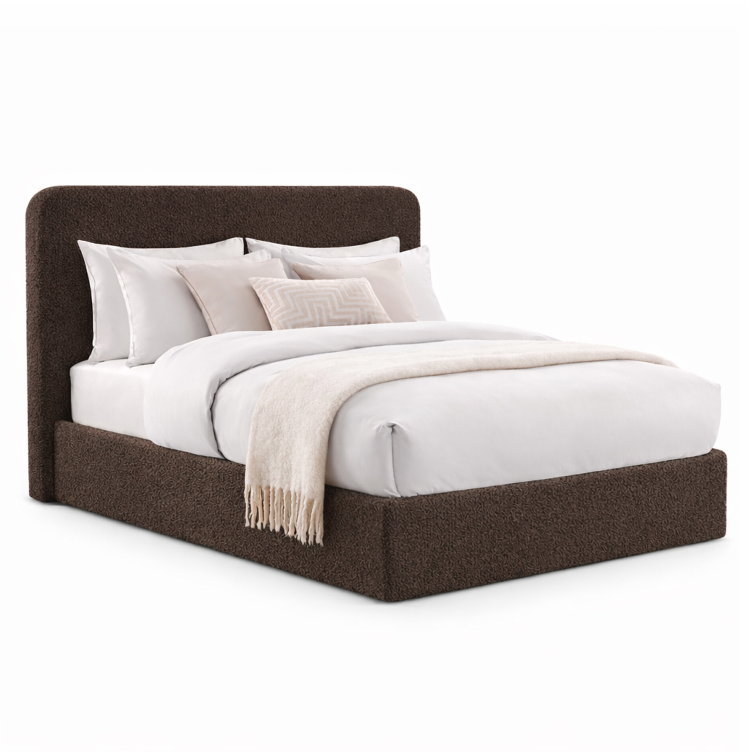 CAMA TAPIZADA CALIFORNIA CURVO CHOCOLATE 2 PLAZAS - 3
