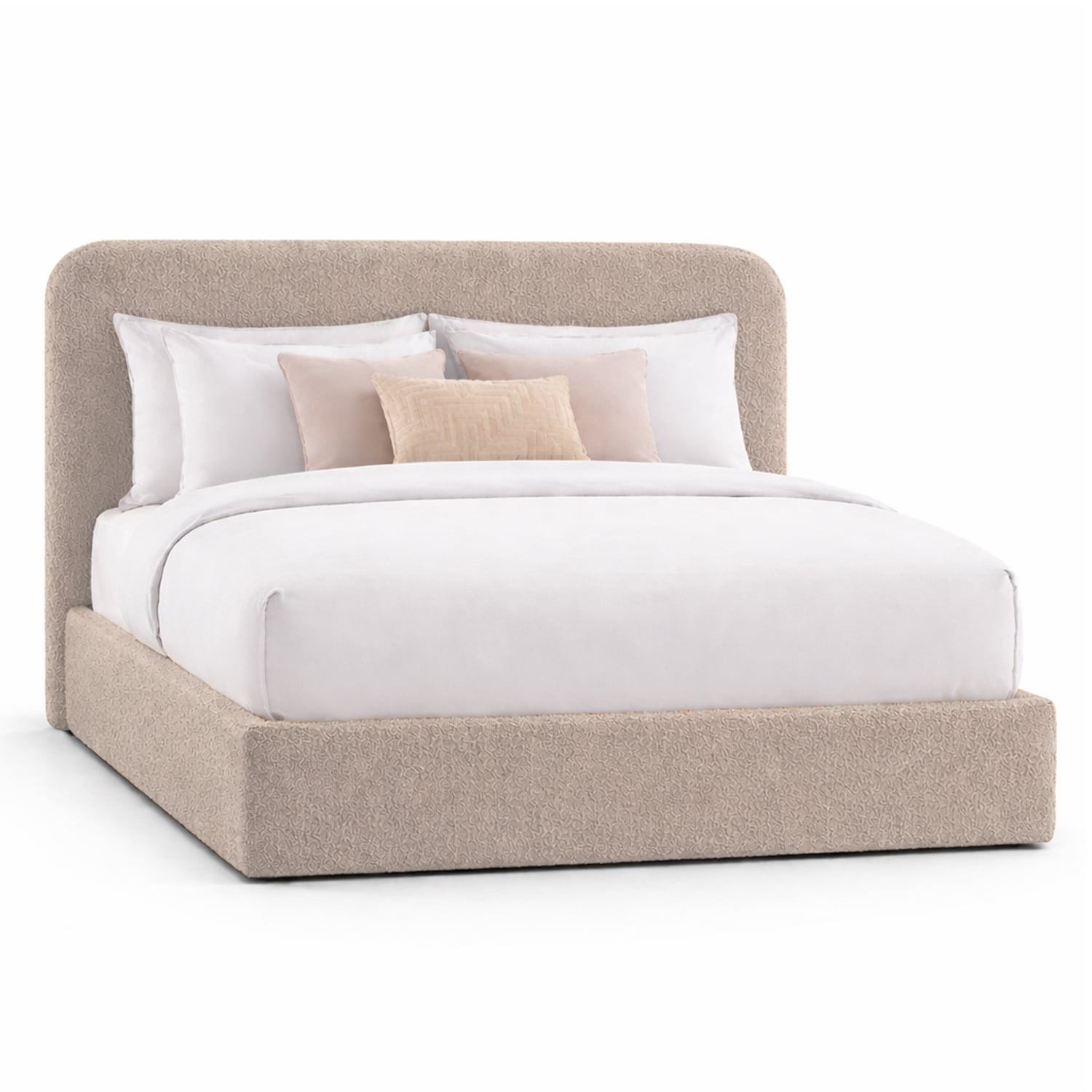 CAMA TAPIZADA CALIFORNIA CURVO CAMEL QUEEN - 1