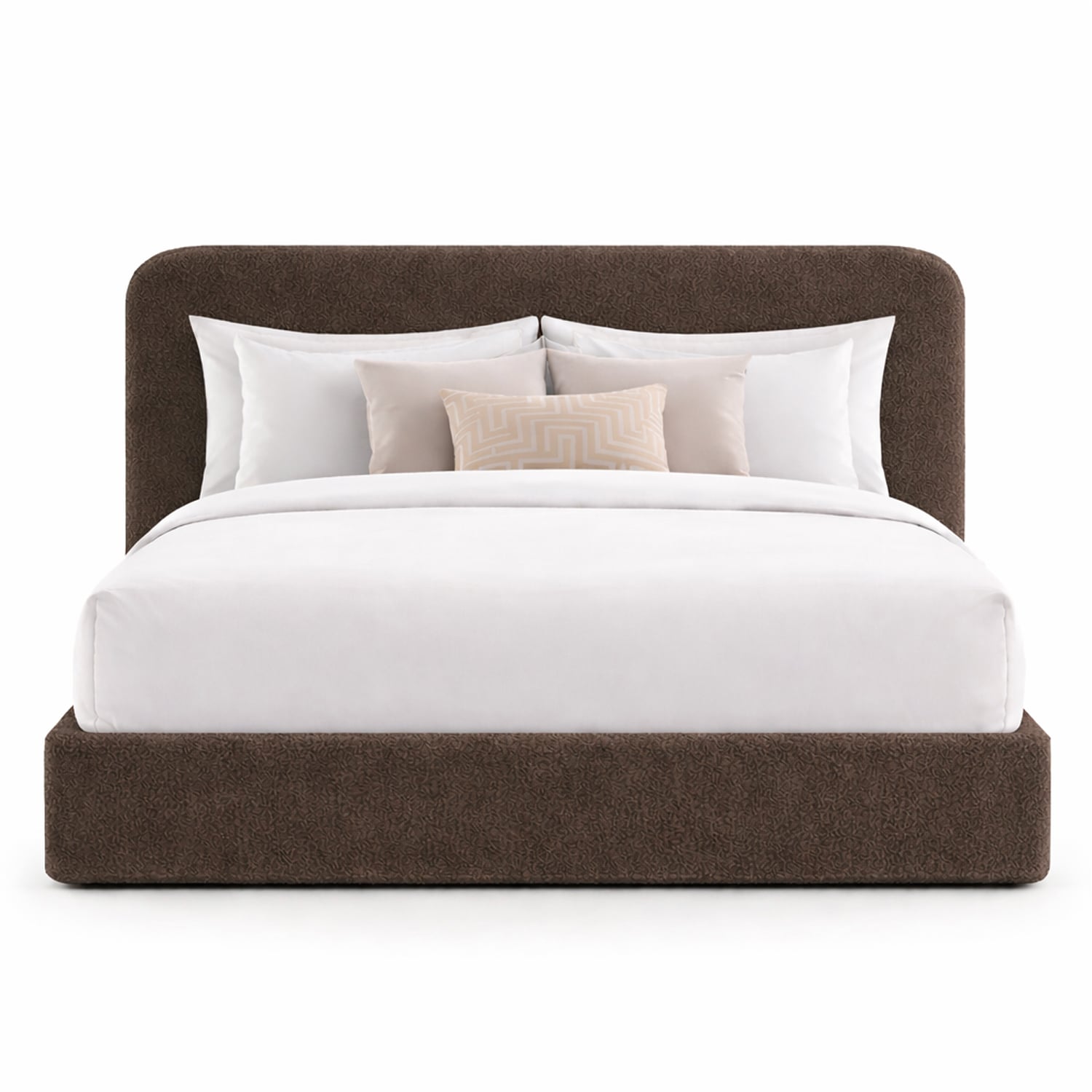 CAMA TAPIZADA CALIFORNIA CURVO CHOCOLATE QUEEN - 2
