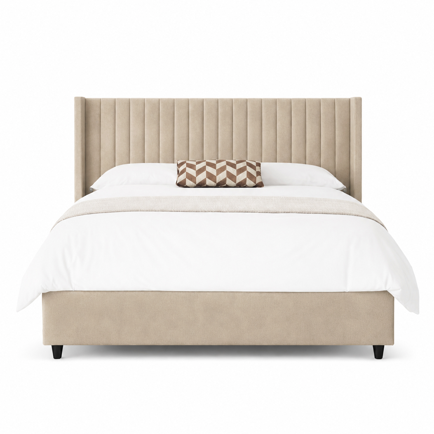 CAMA LEMUEBLE PANEL 2 PLAZAS TAPIZADA BEIGE - 1