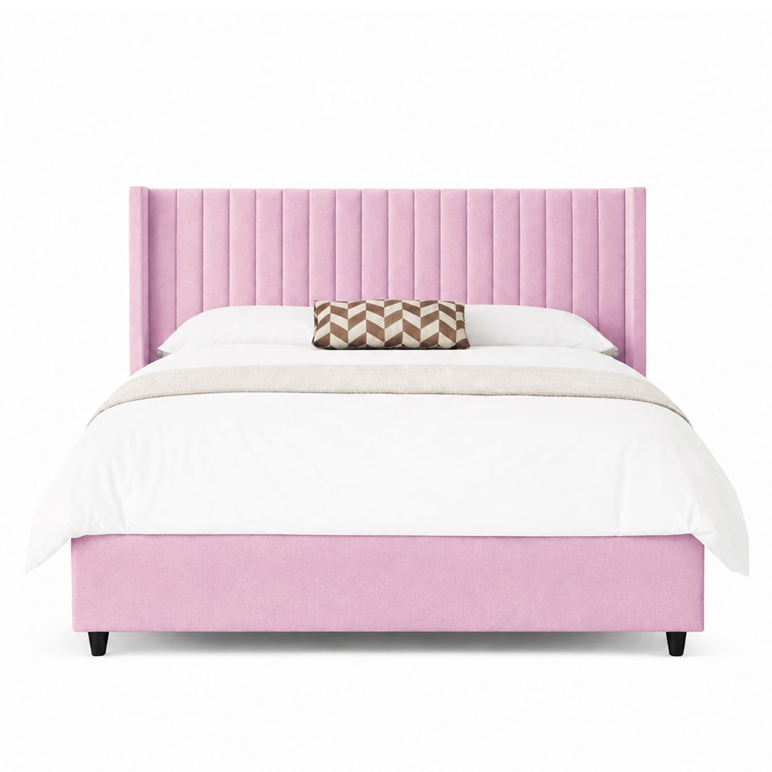 CAMA LEMUEBLE PANEL 2 PLAZAS TAPIZADA ROSA - 1